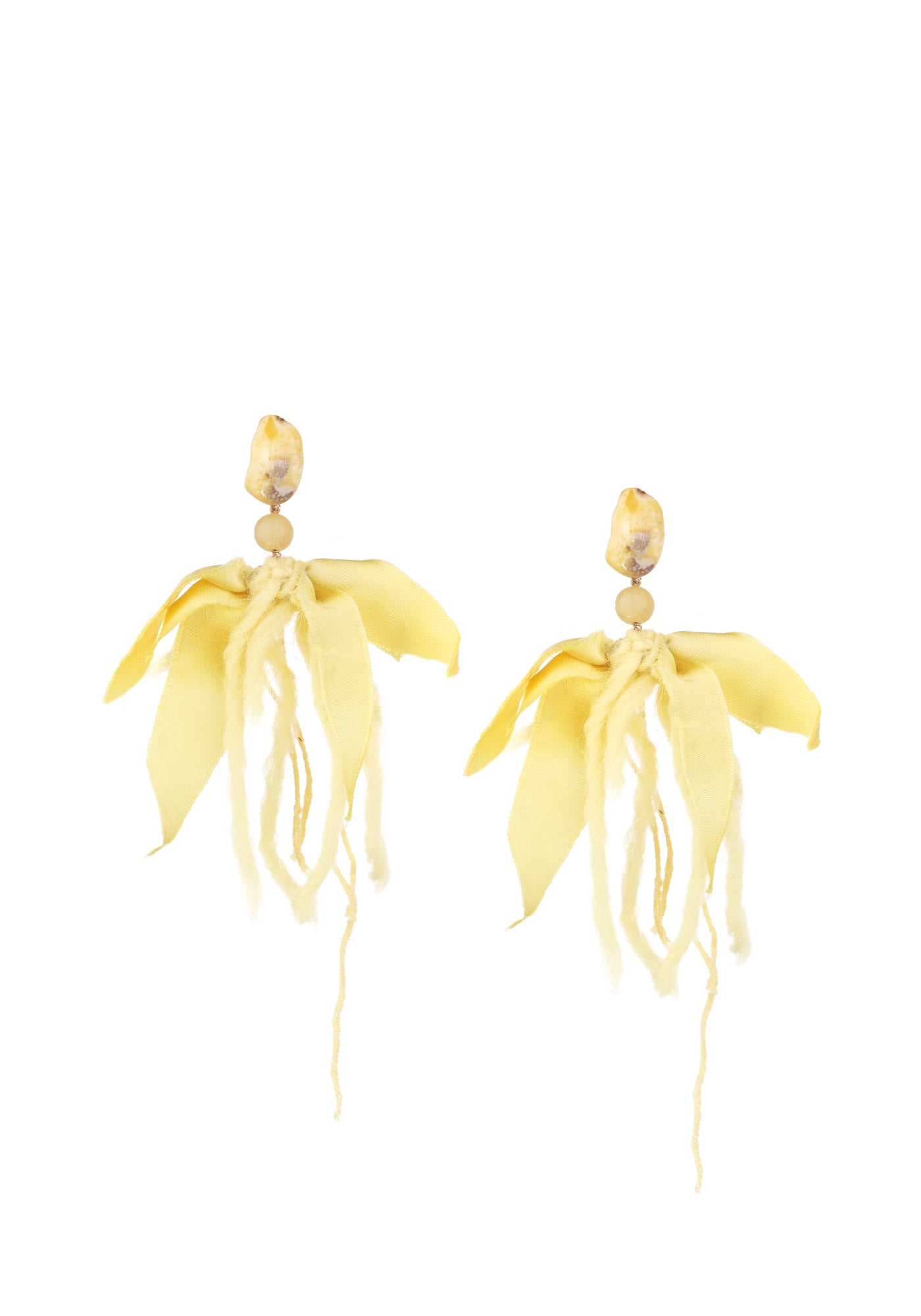 Yellow earrings with onyx and citrine