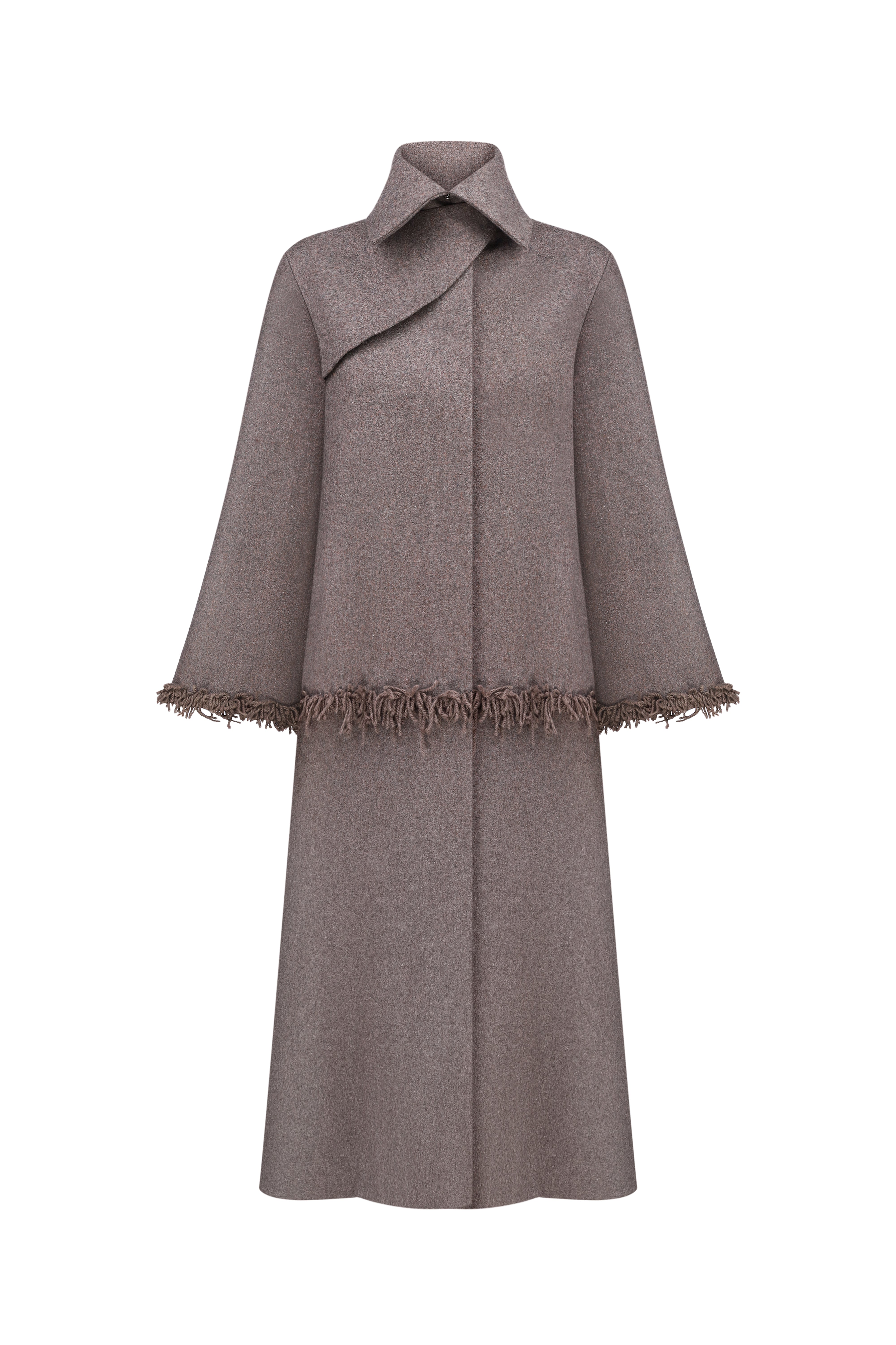 Brown coat with craft embroidery