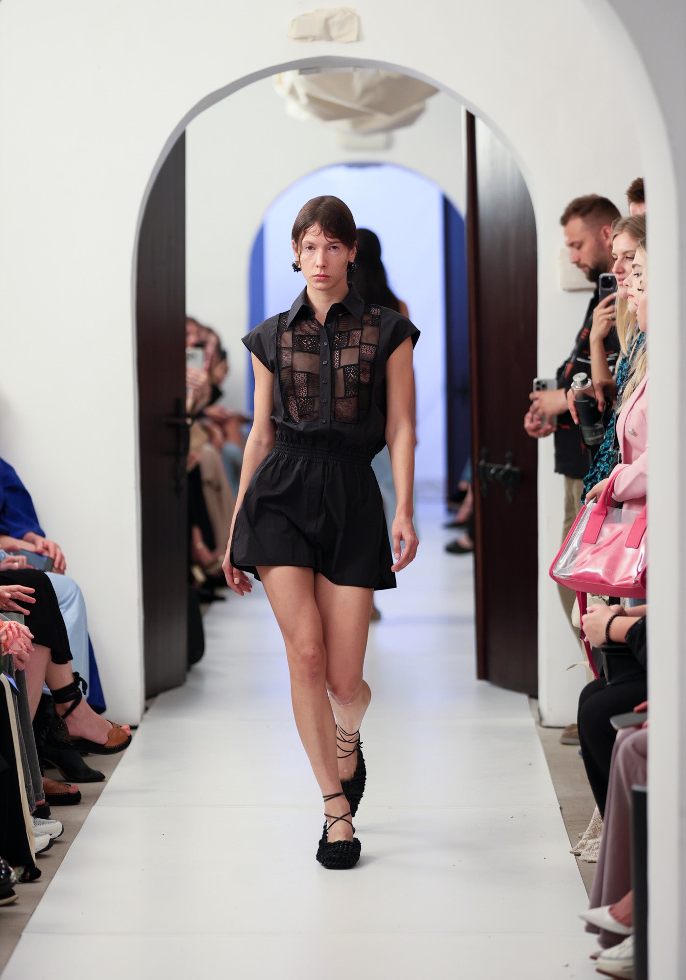 Black patchwork jumpsuit