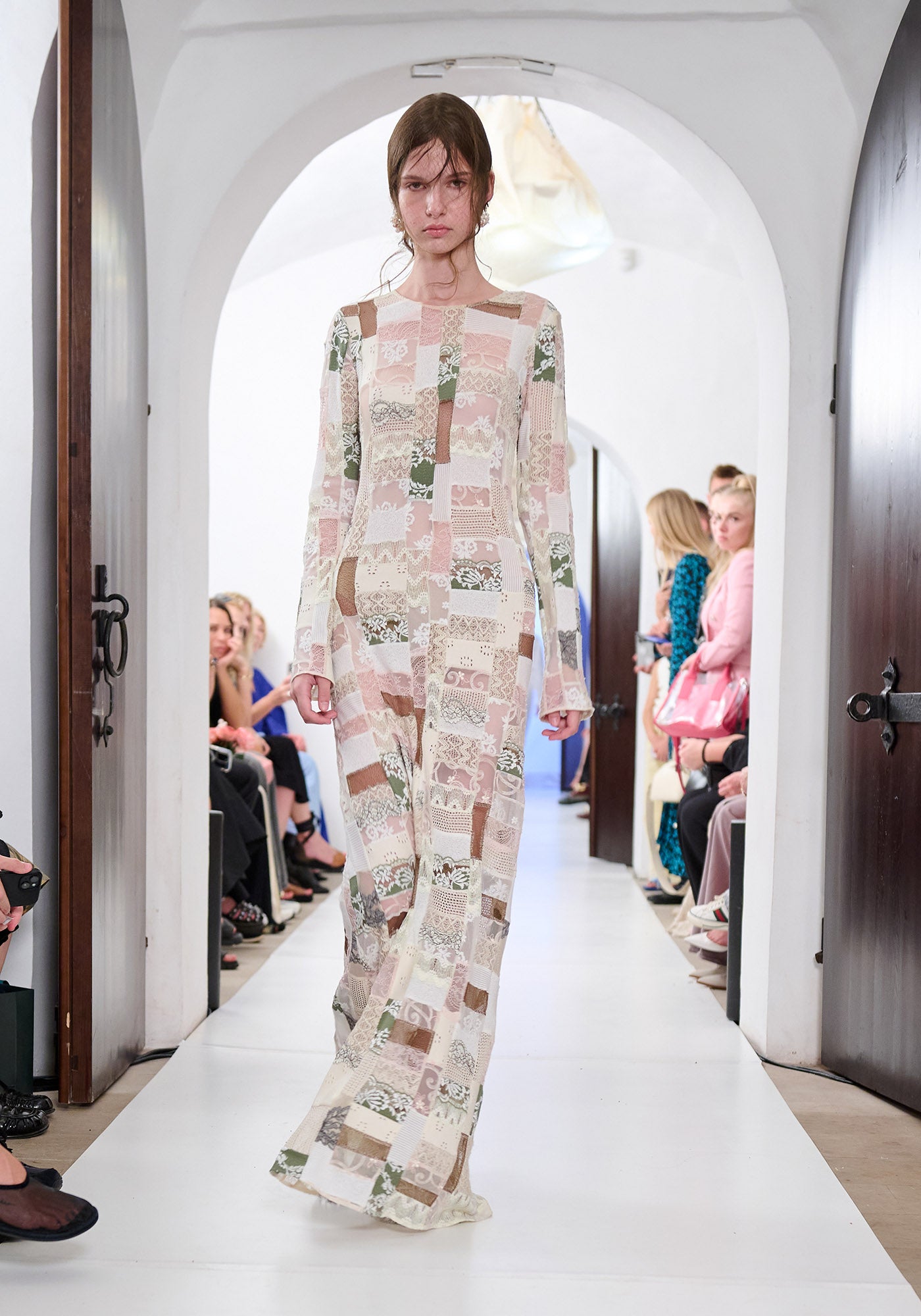 Patchwork lace maxi dress