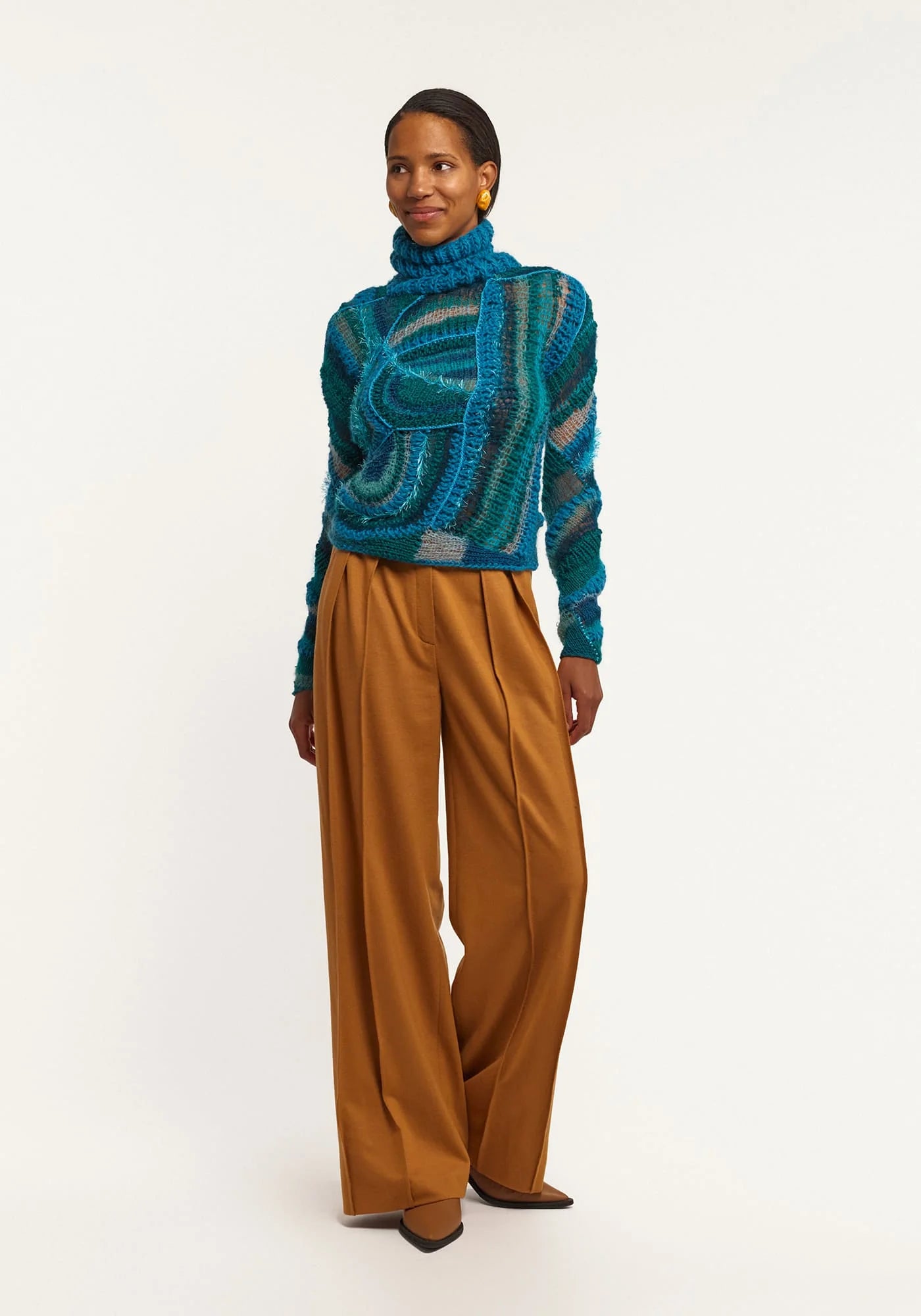 Handcrafted knitted Blue sweater