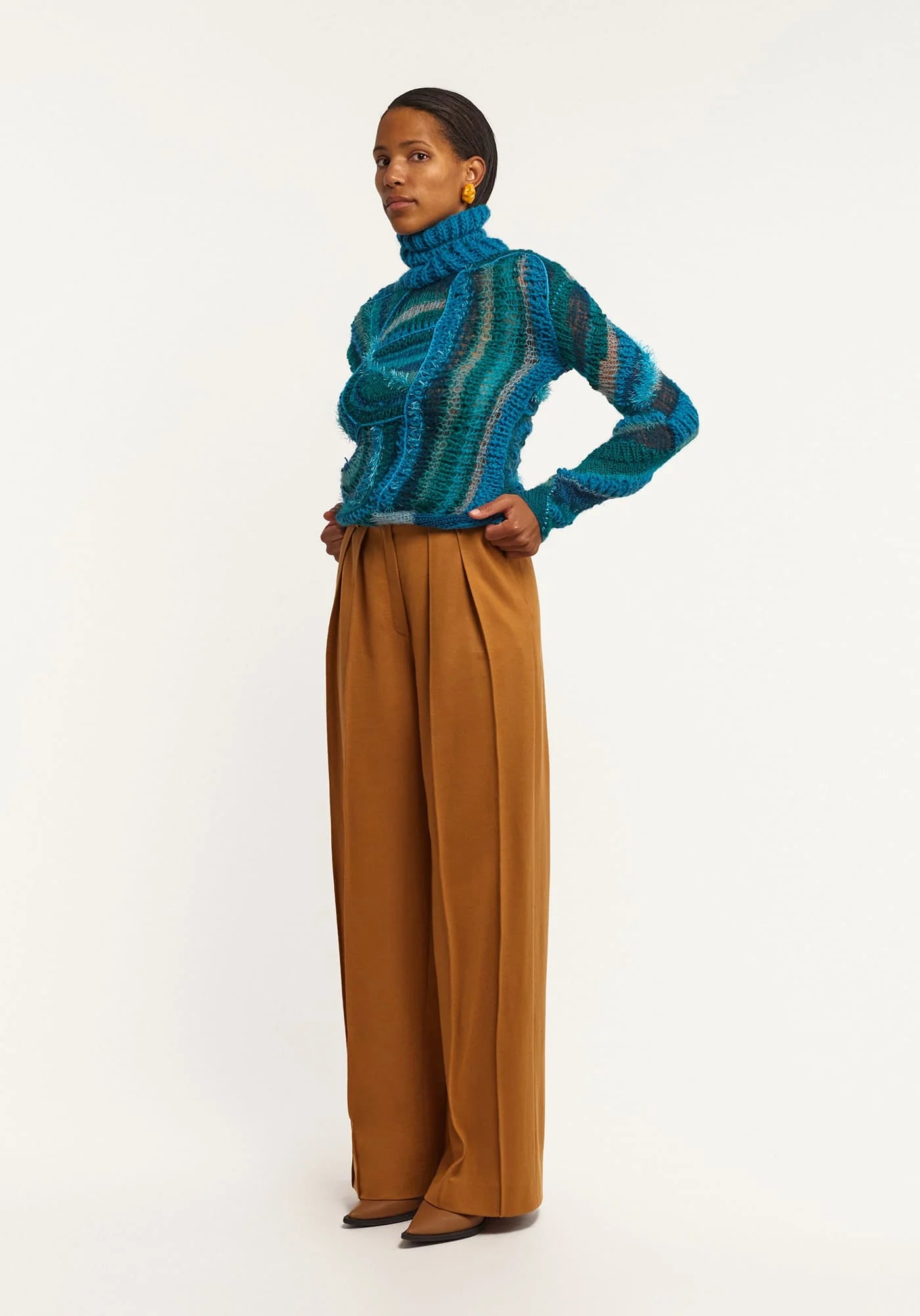 Handcrafted knitted Blue sweater