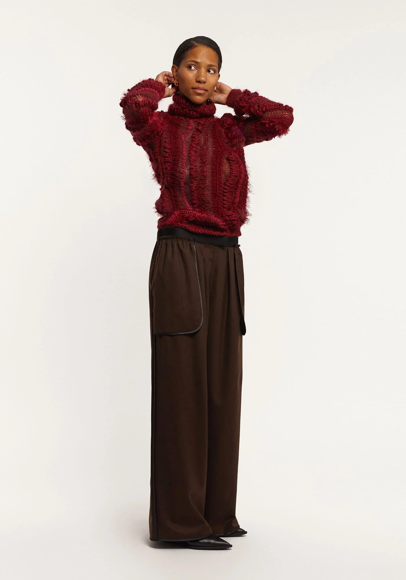 Handcrafted knitted Bordeaux sweater