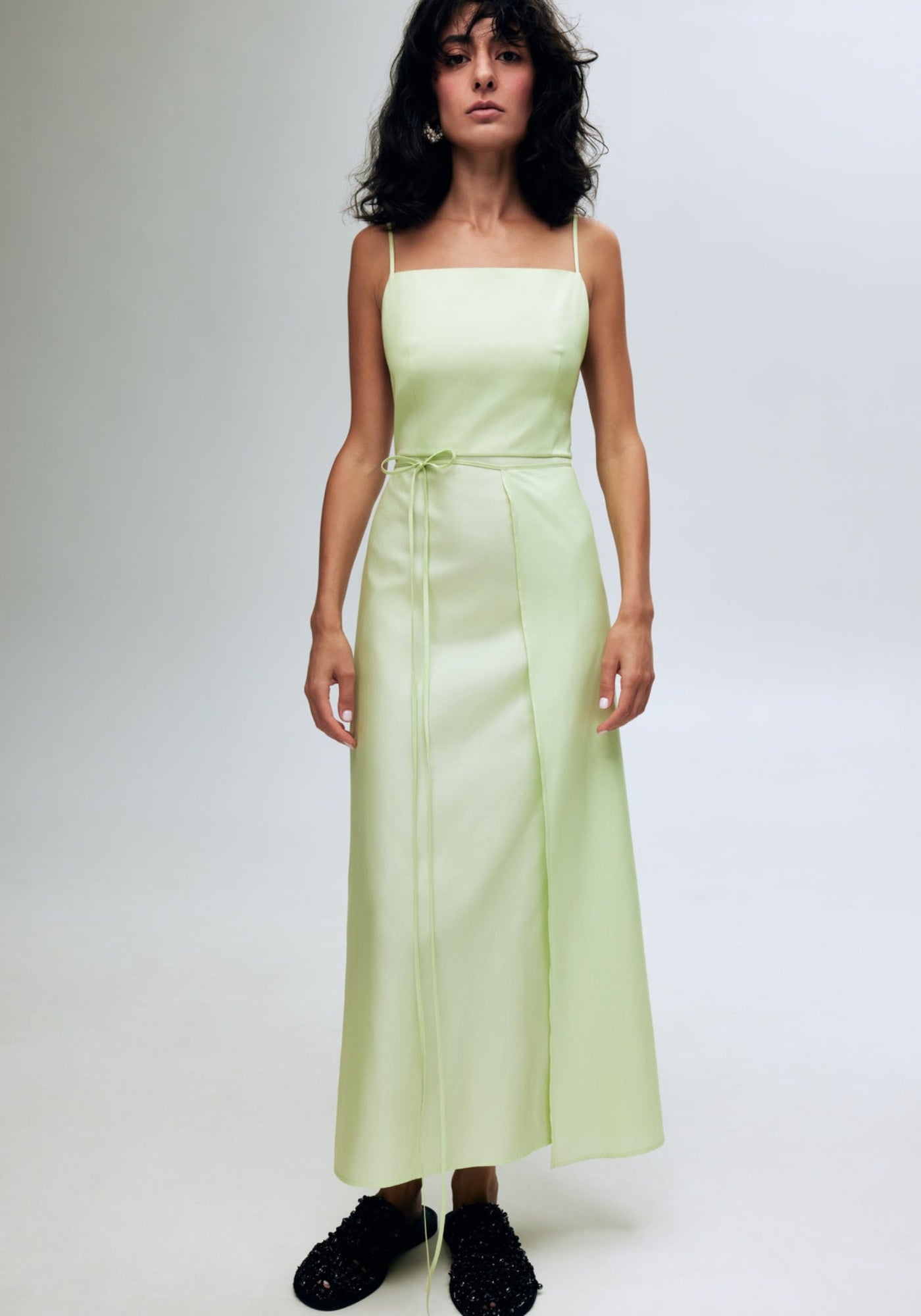 Black embroidered mules