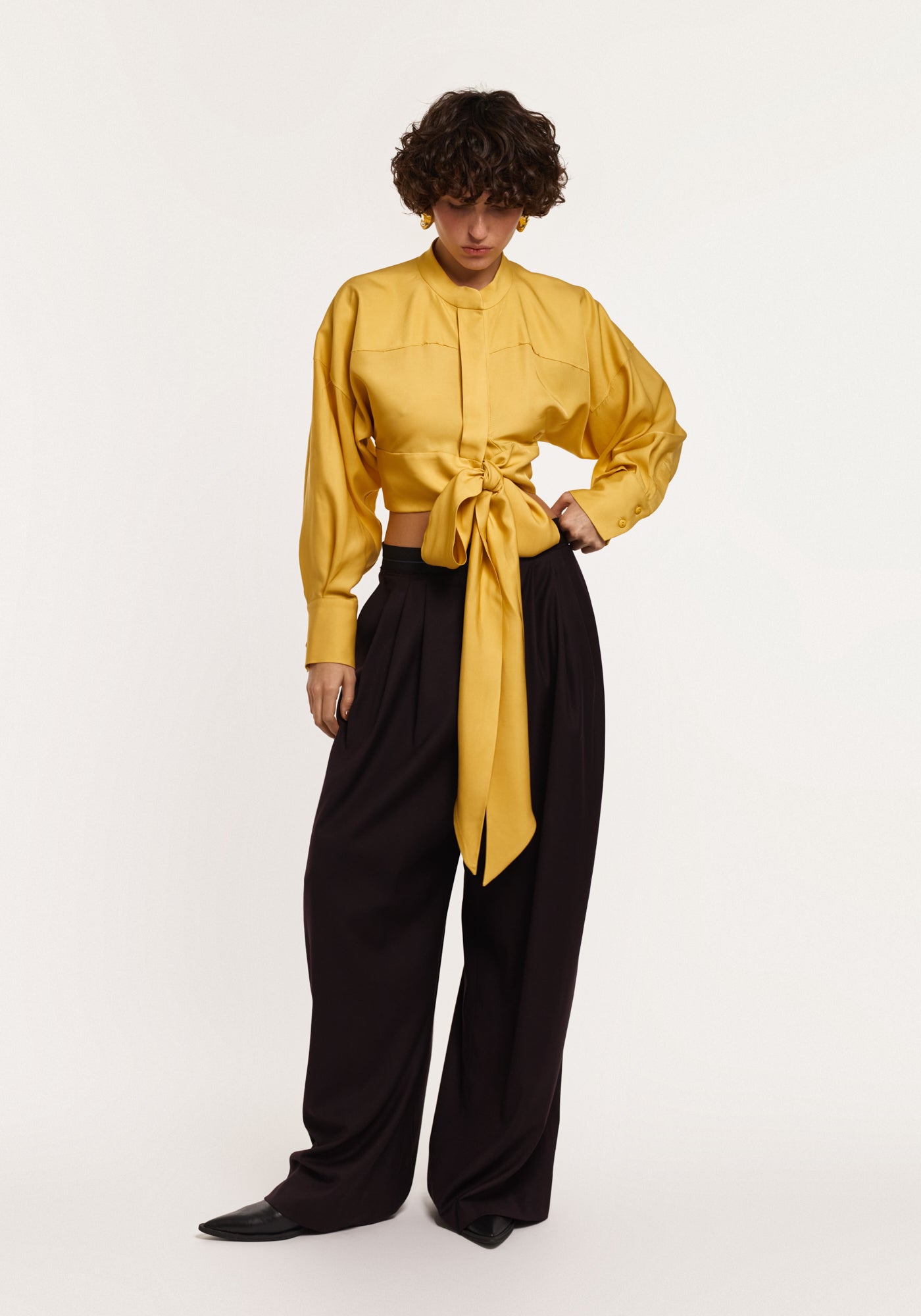 Silk yellow crop-blouse