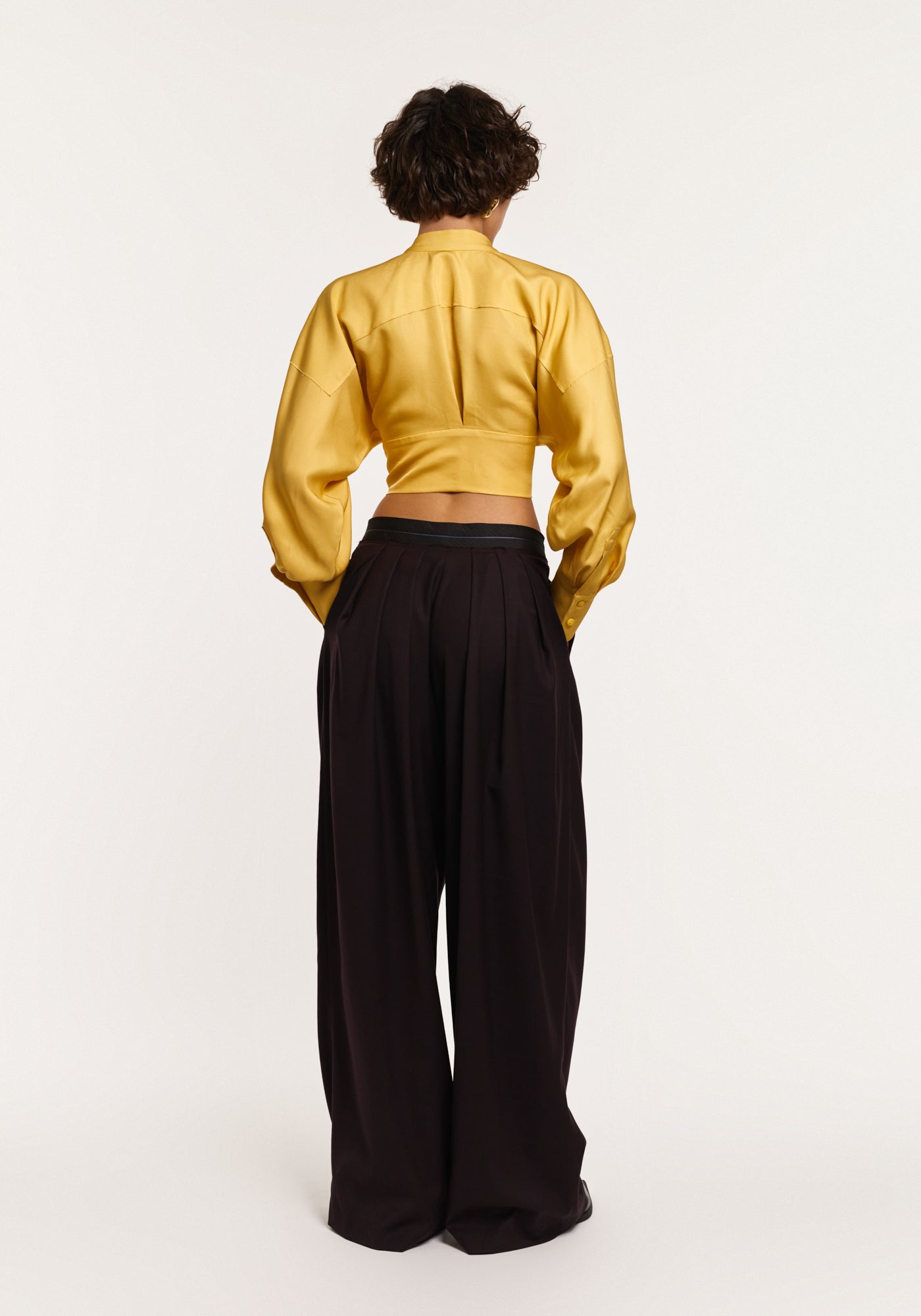 Silk yellow crop-blouse