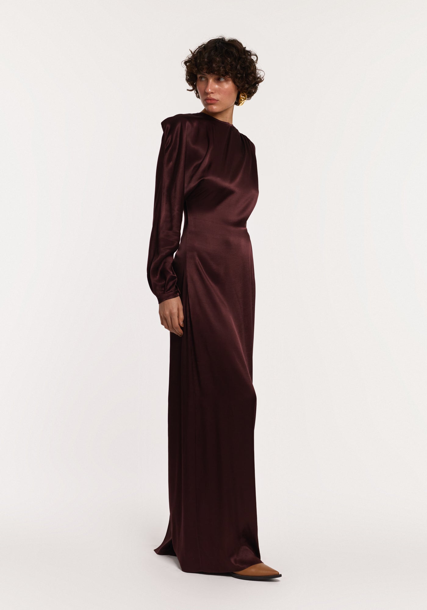 Asymmetric silk blackberry dress