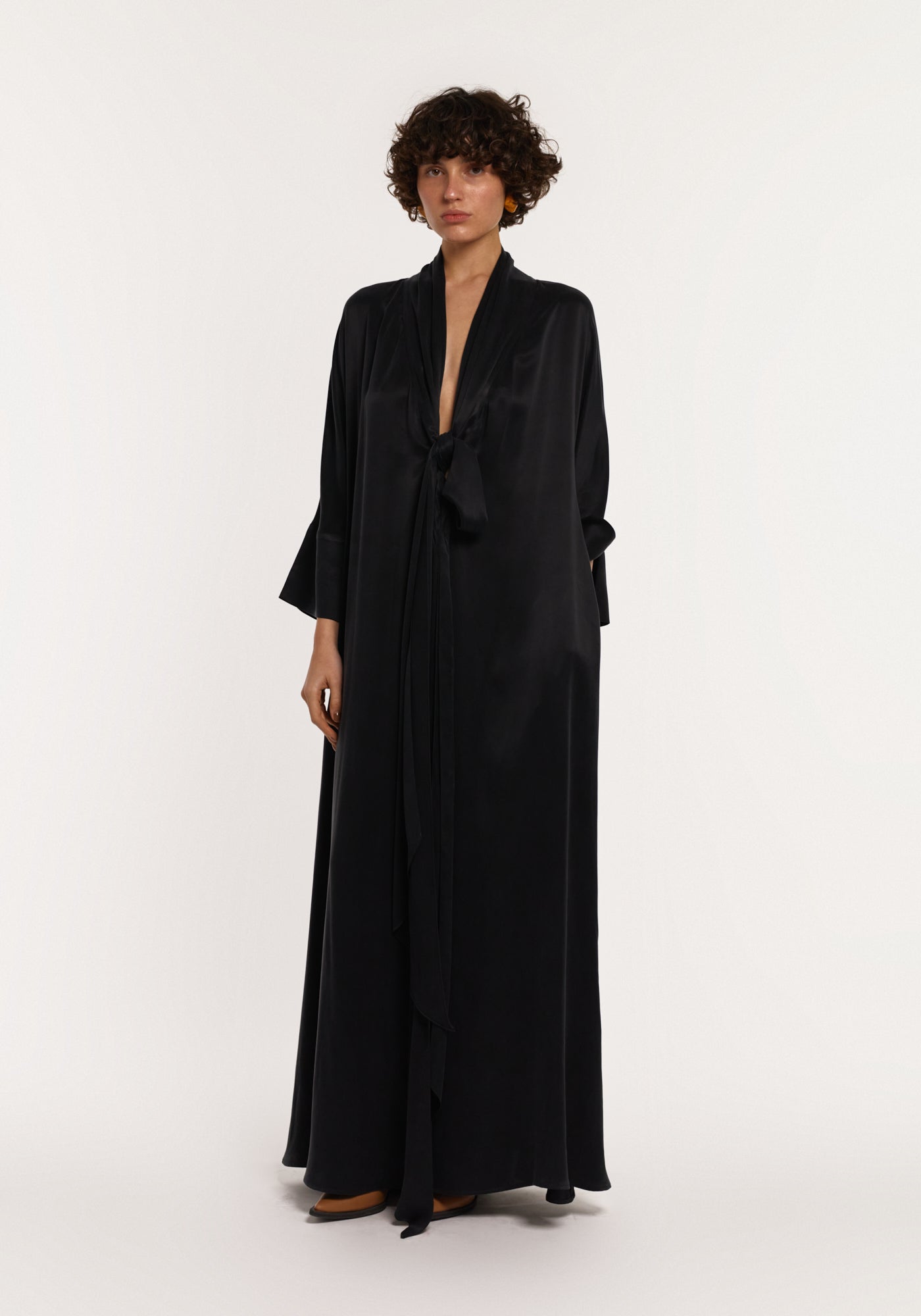 Twisted knot black oversized dress