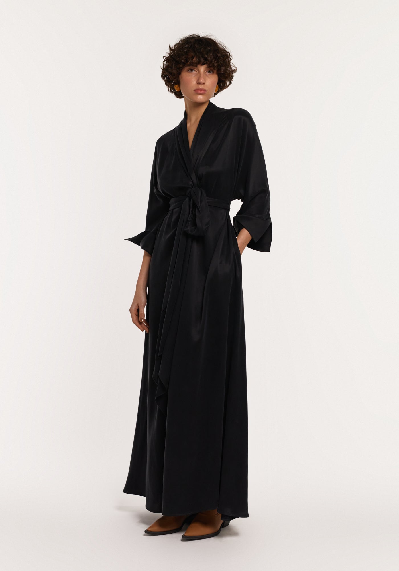 Twisted knot black oversized dress