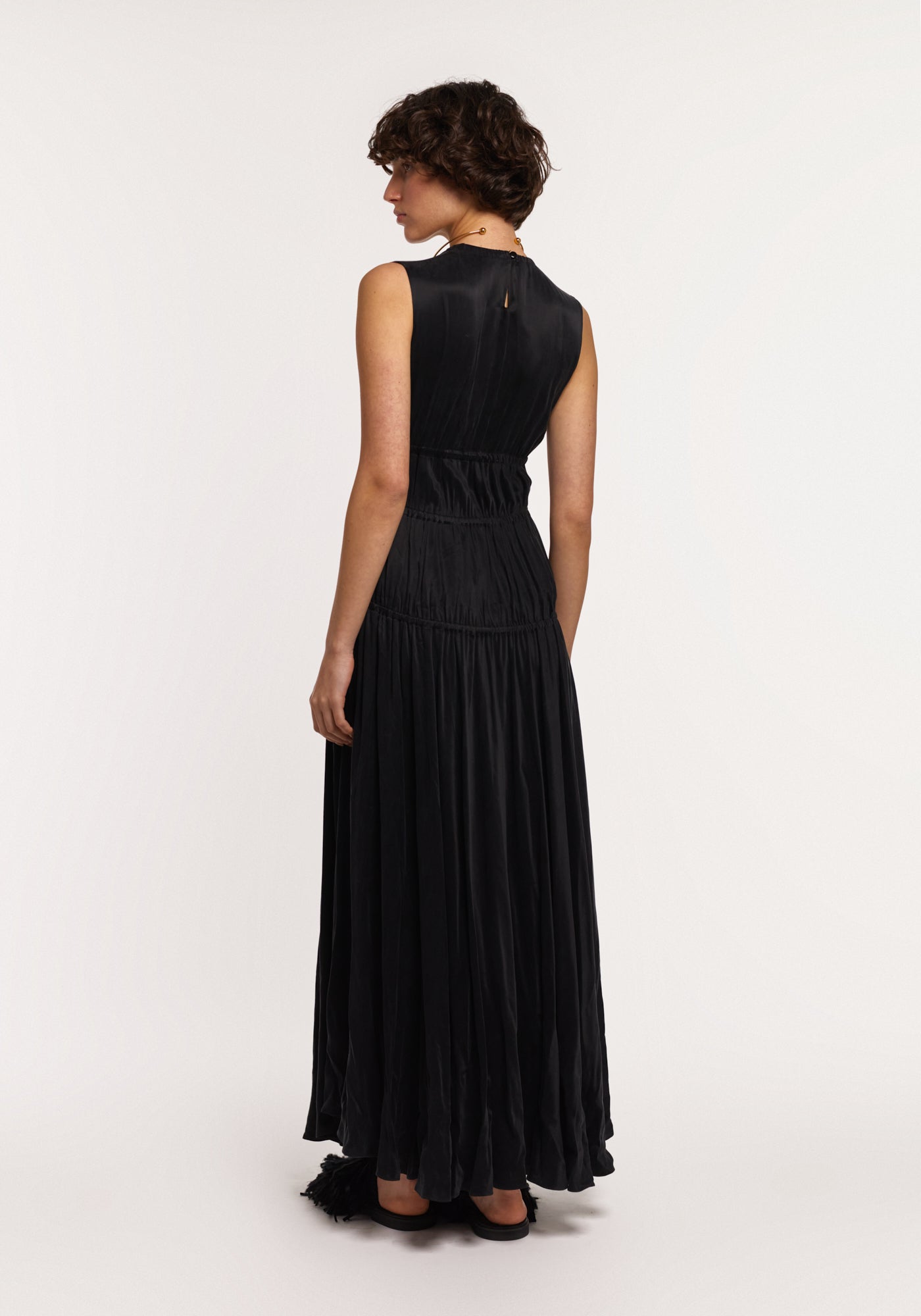 Black maxi dress with gathering