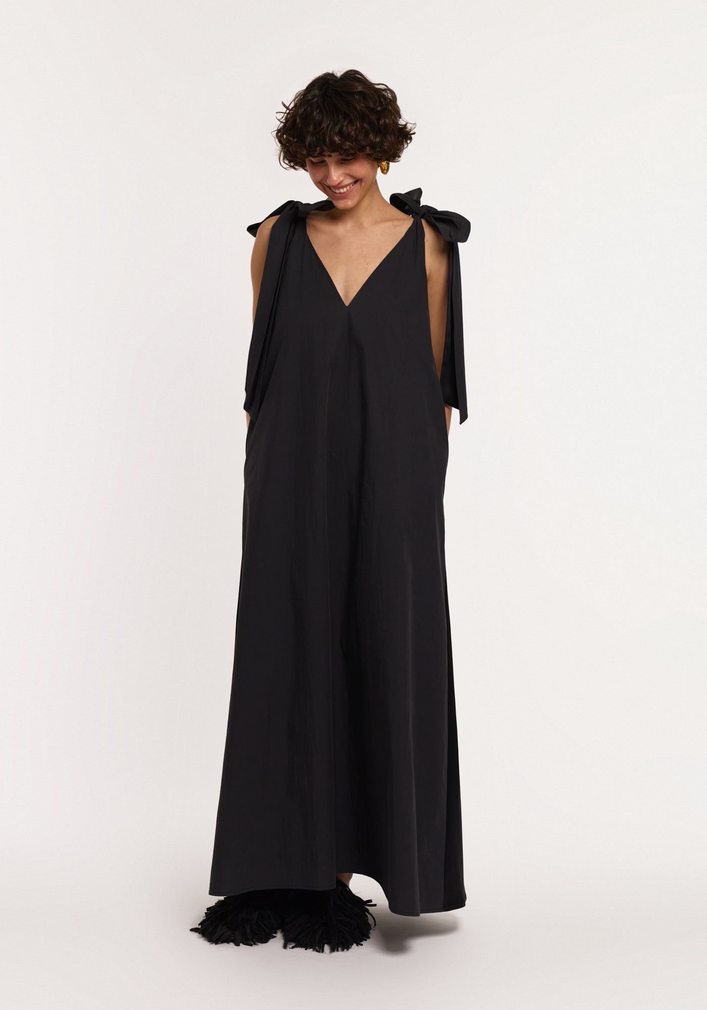 Twosides black maxi dress