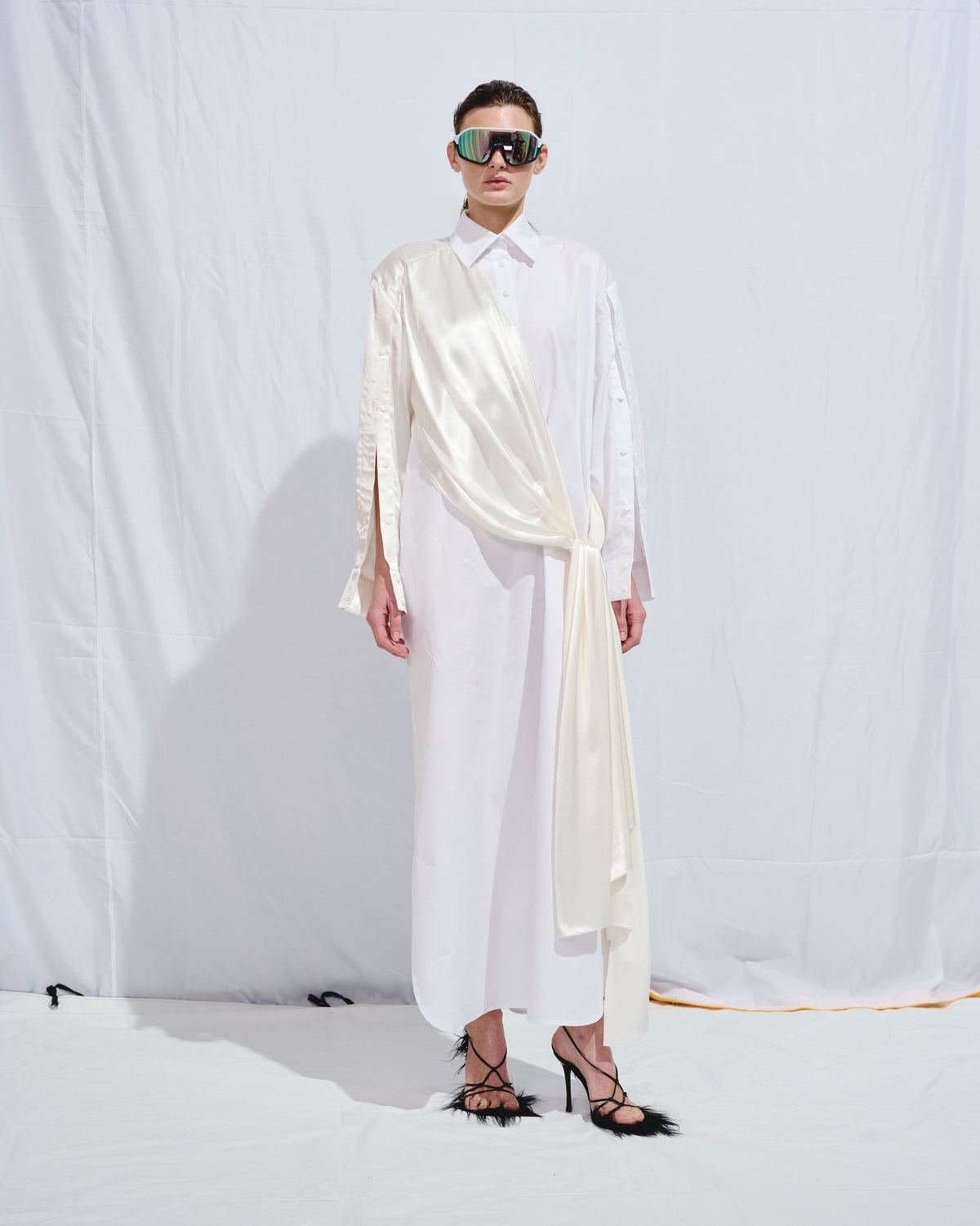 White transformer dress-shirt with silk
