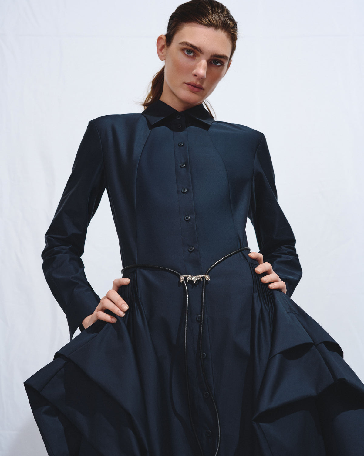 Dark-blue cotton dress-shirt