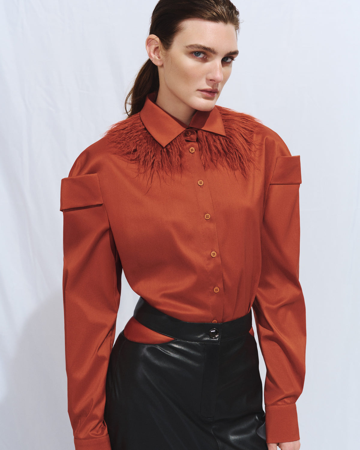 Black eco-leather skirt