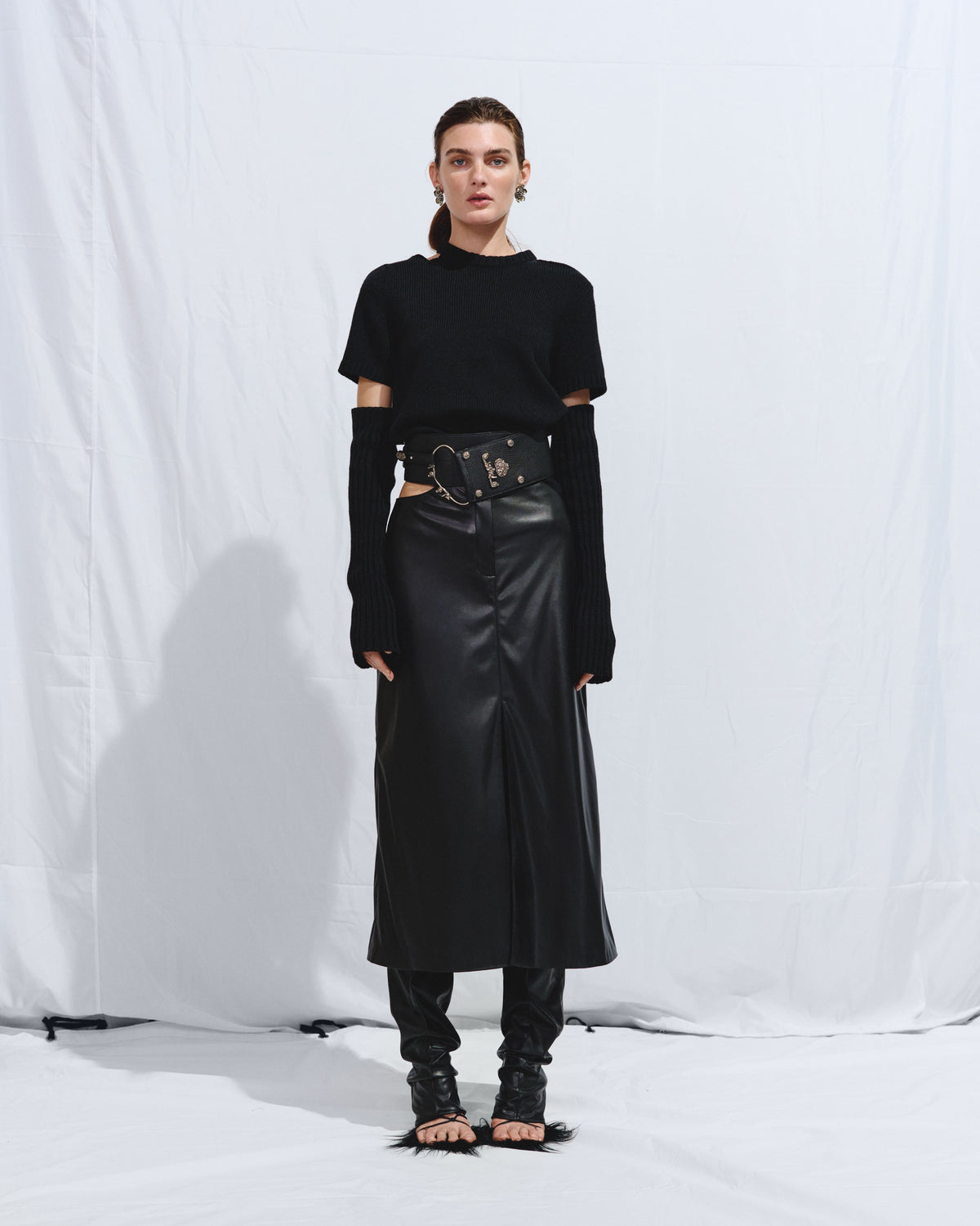 Black eco-leather skirt