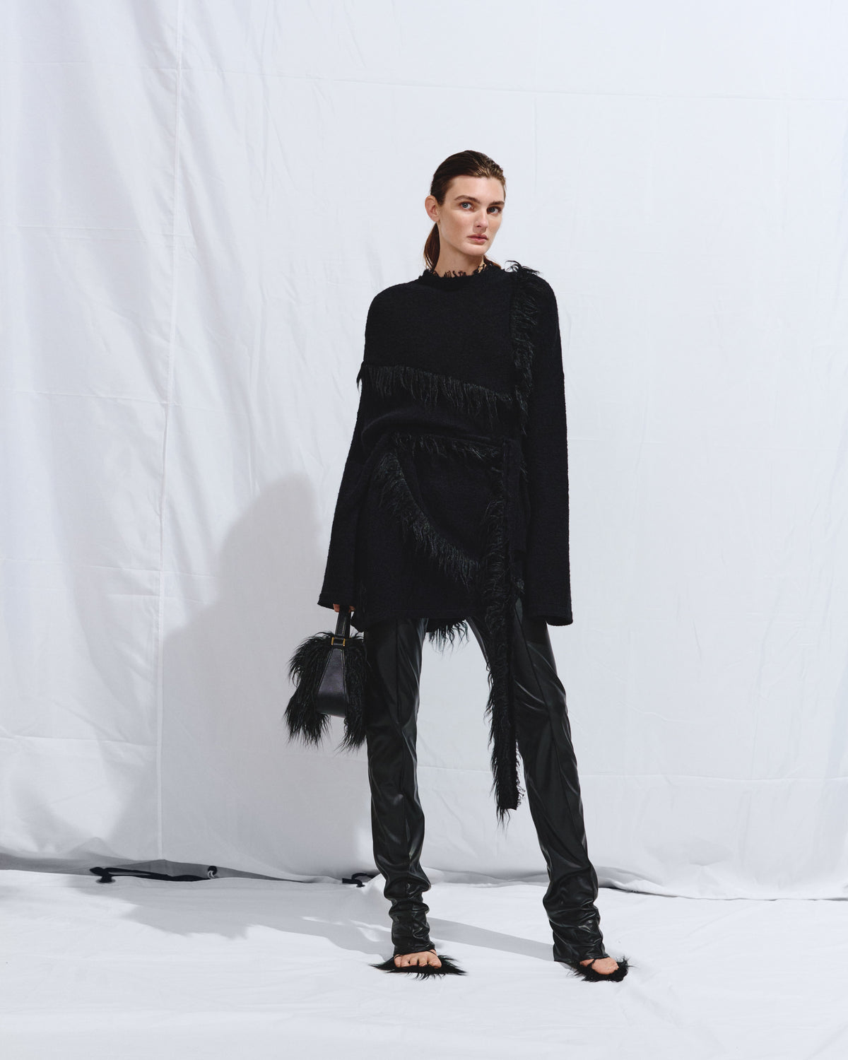 Black eco-leather pants