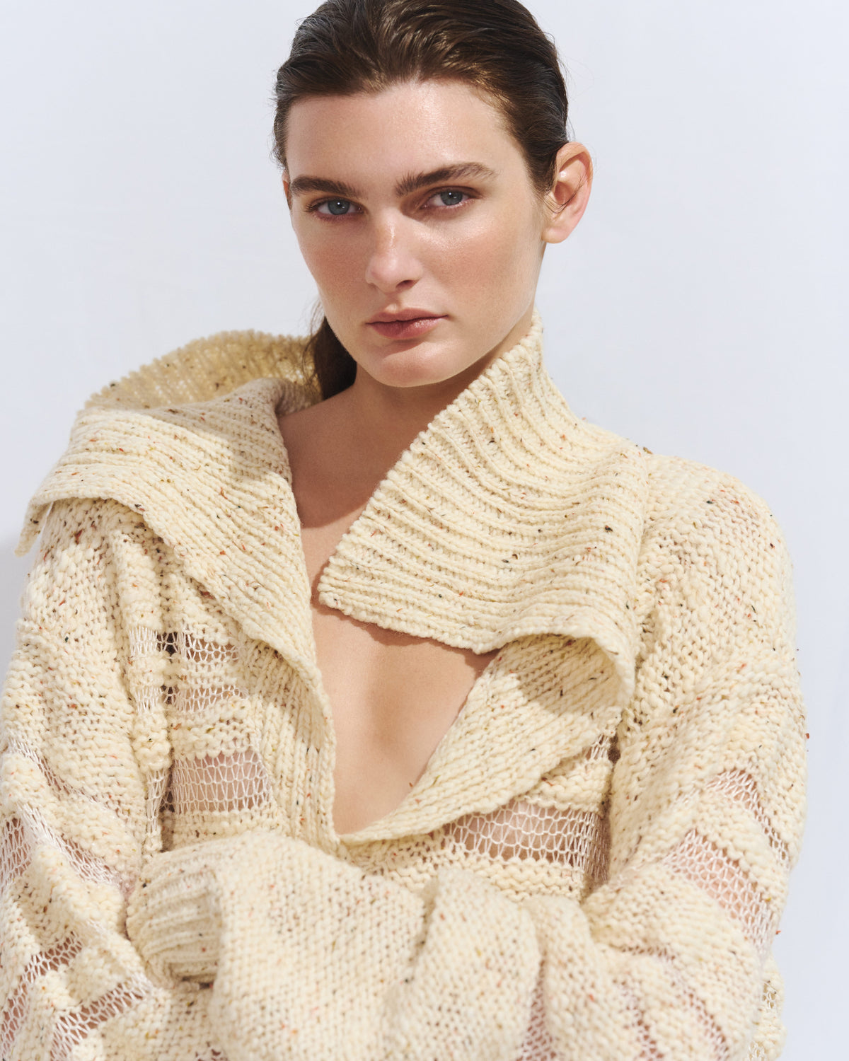 Cream hand-knitted sweater