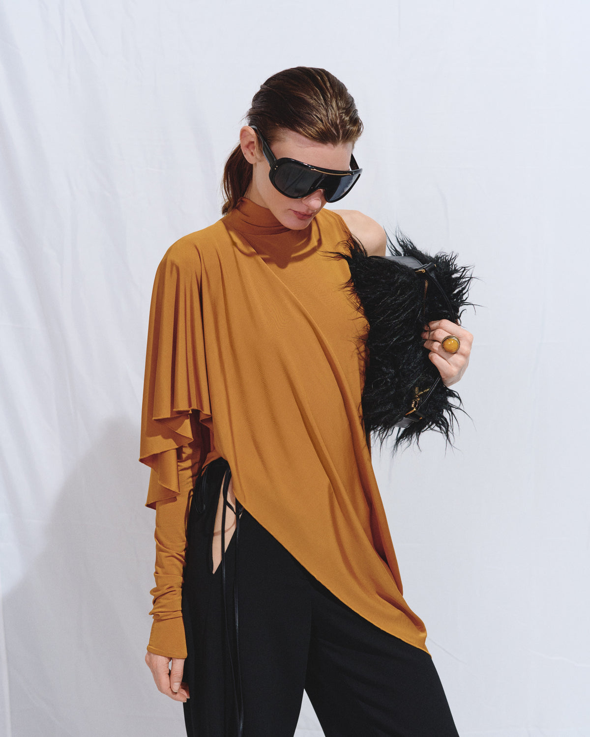 Asymmetrical top with drape