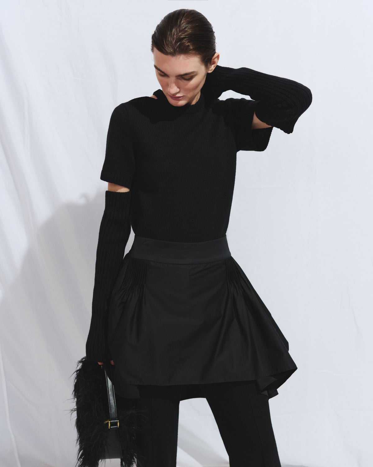Black miniskirt with drape