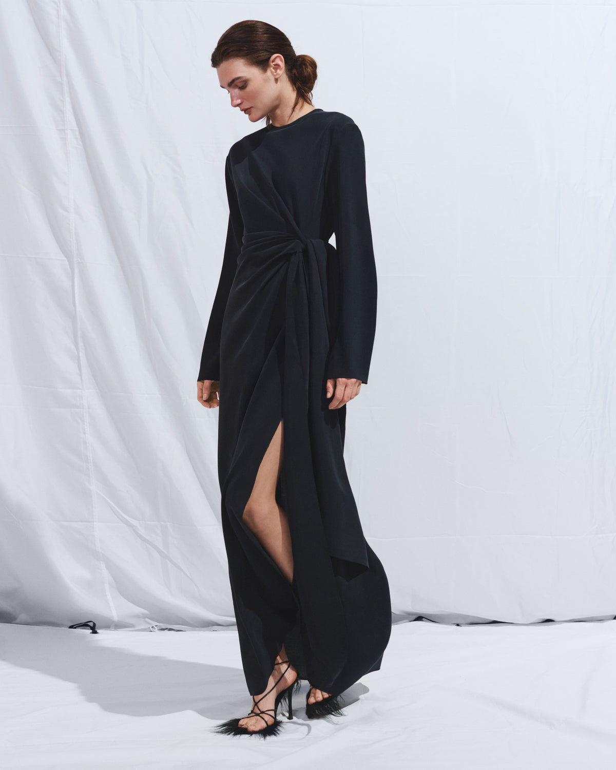 Black dress with drapery