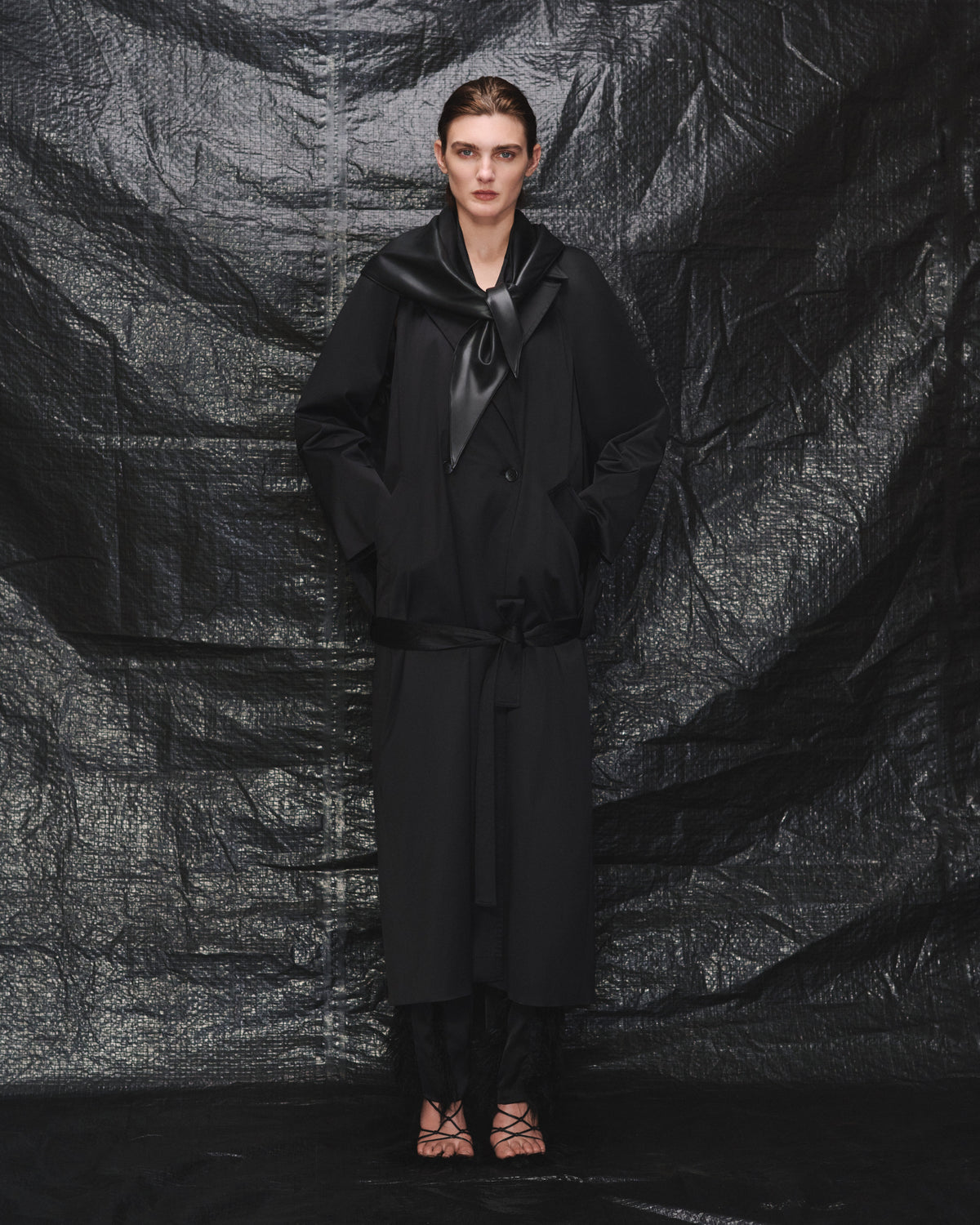 Black cloak with cape