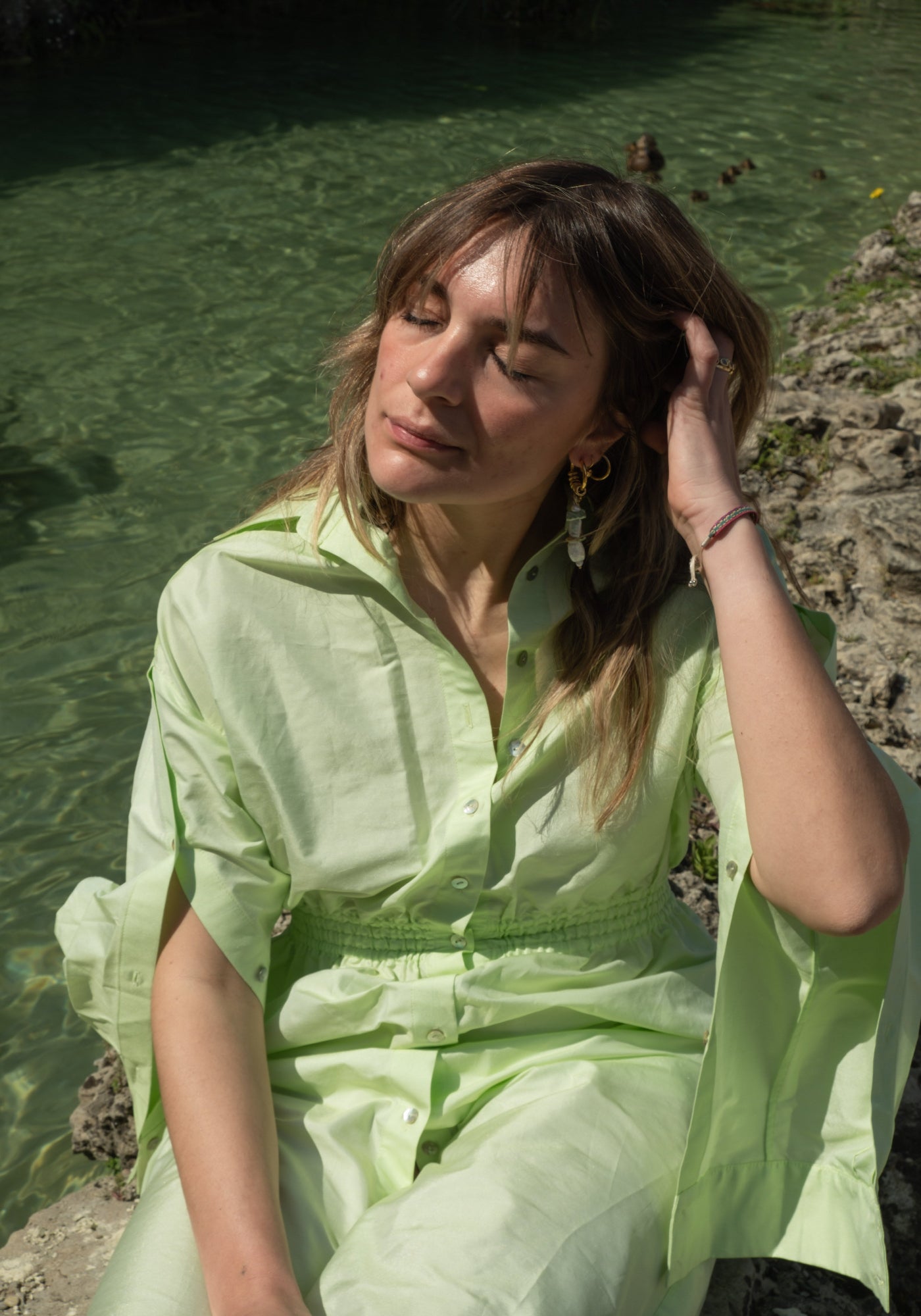 Lattuce green cotton shirt dress