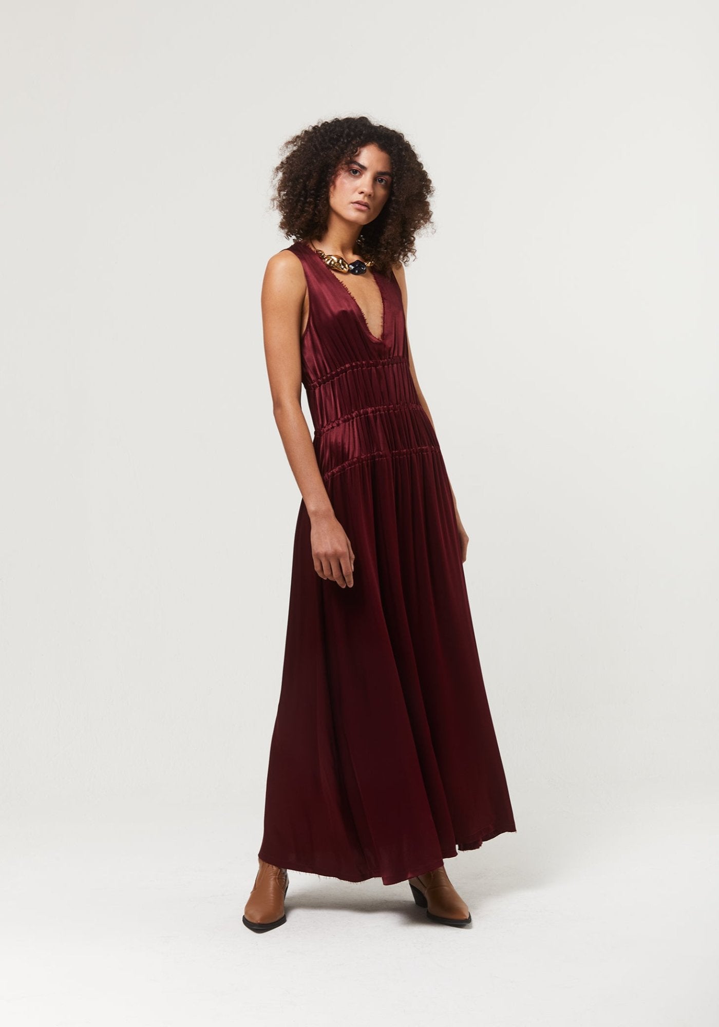 Silk Bordeaux dress