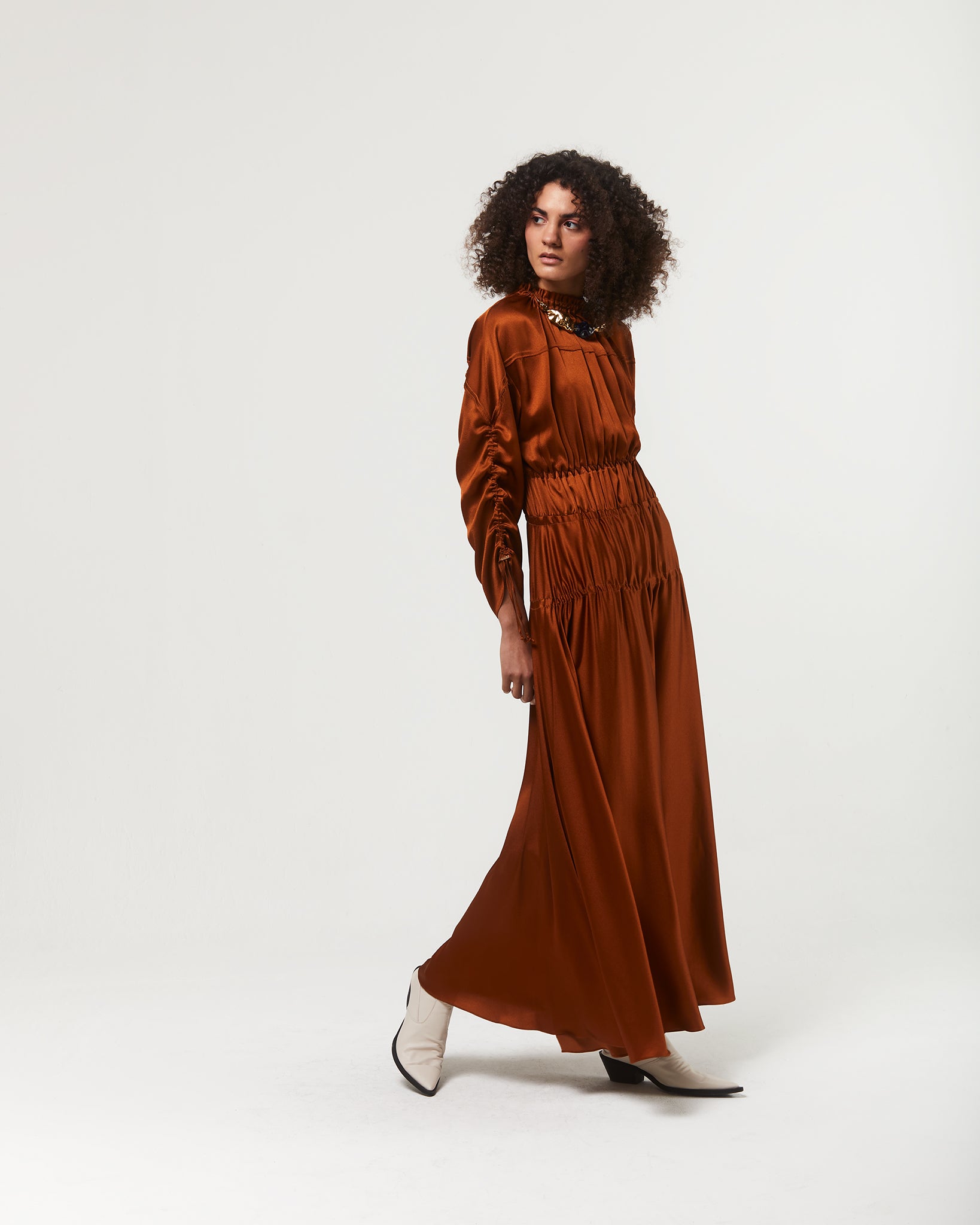 Silk ochre dress