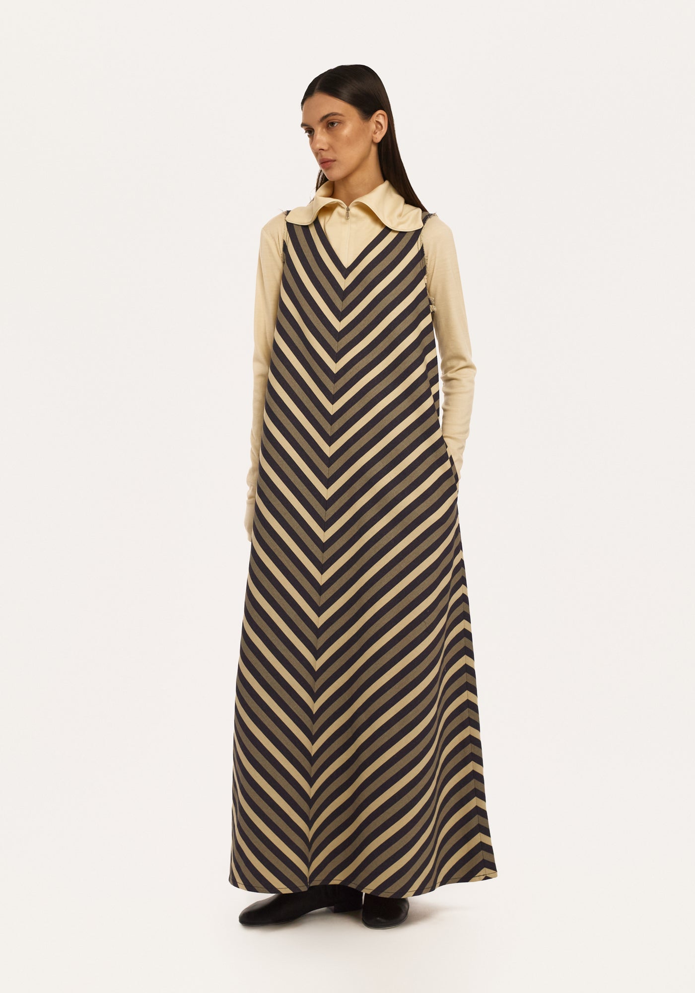 Striped jeans jumper-dress