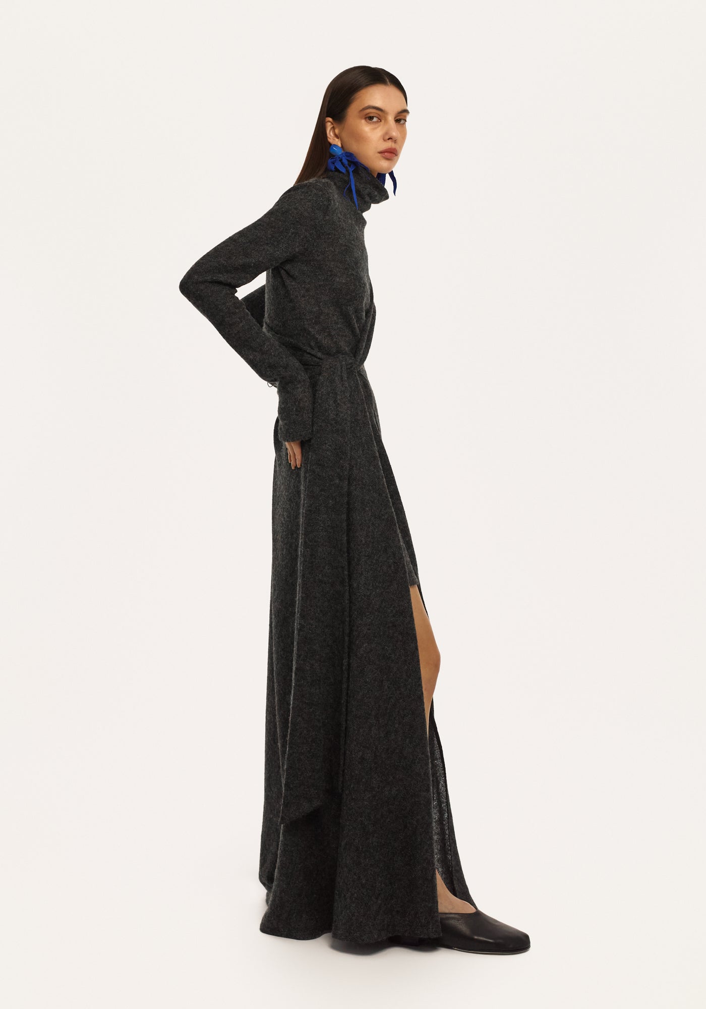 Knitted set – dress and long jumper in dark mohair