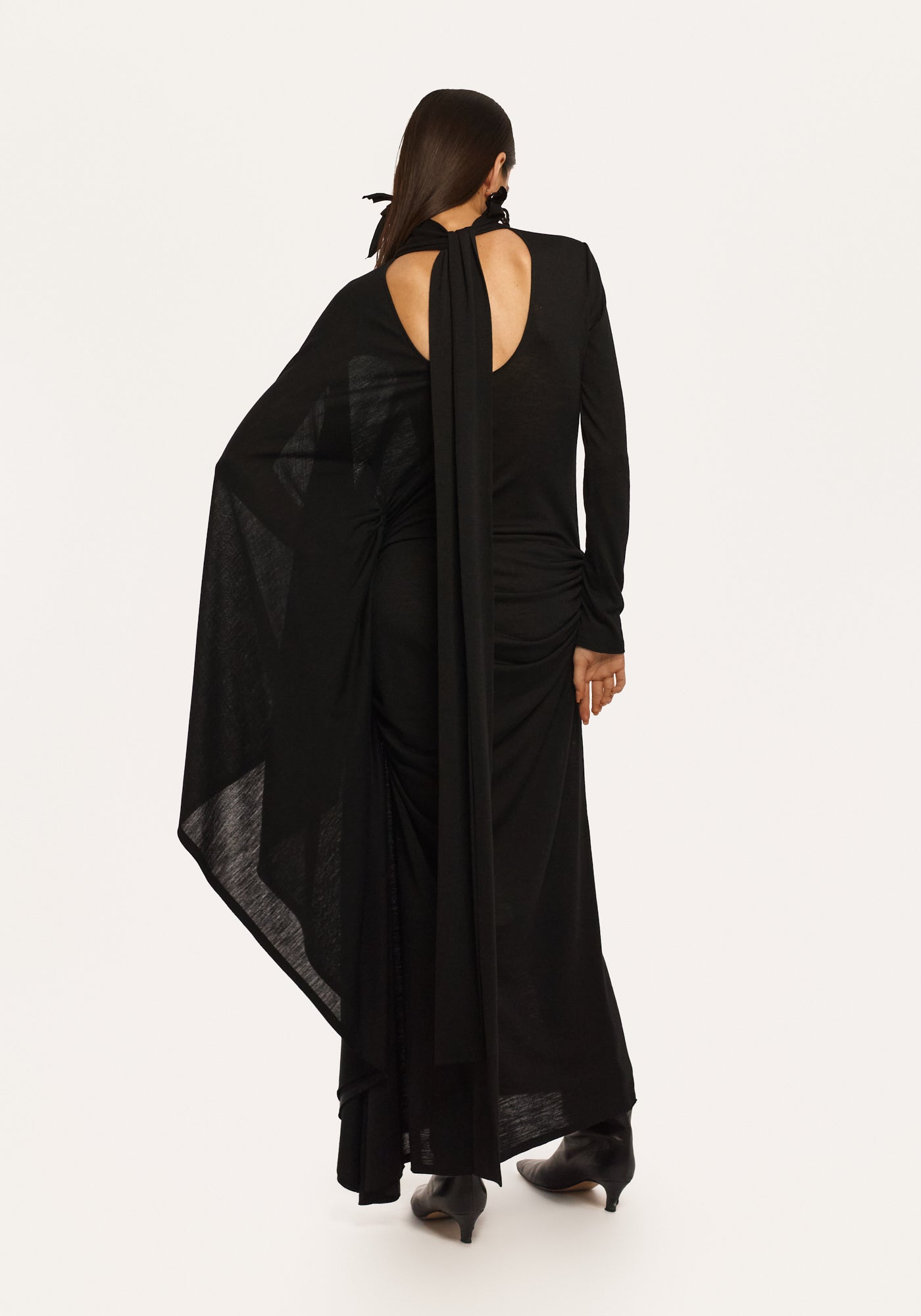 Knitted dress with scarf