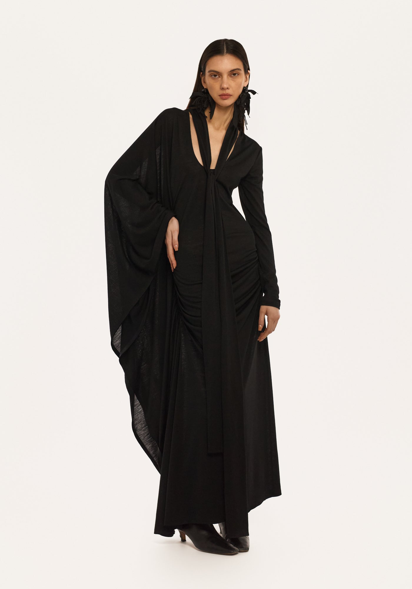 Knitted dress with scarf