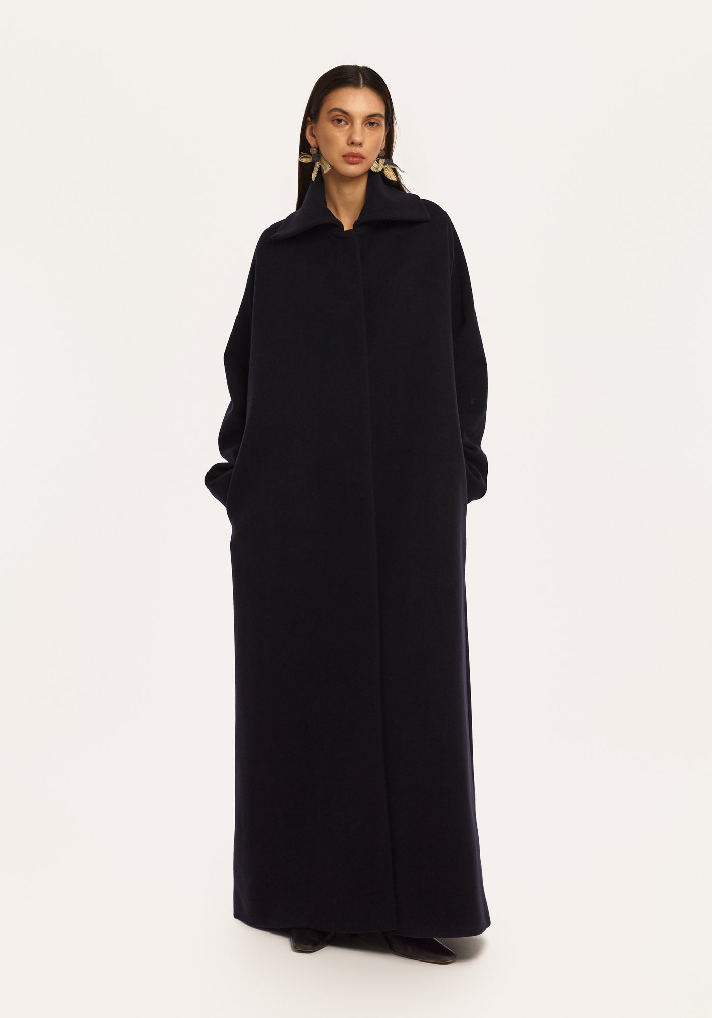 Dark blue wool coat with cape