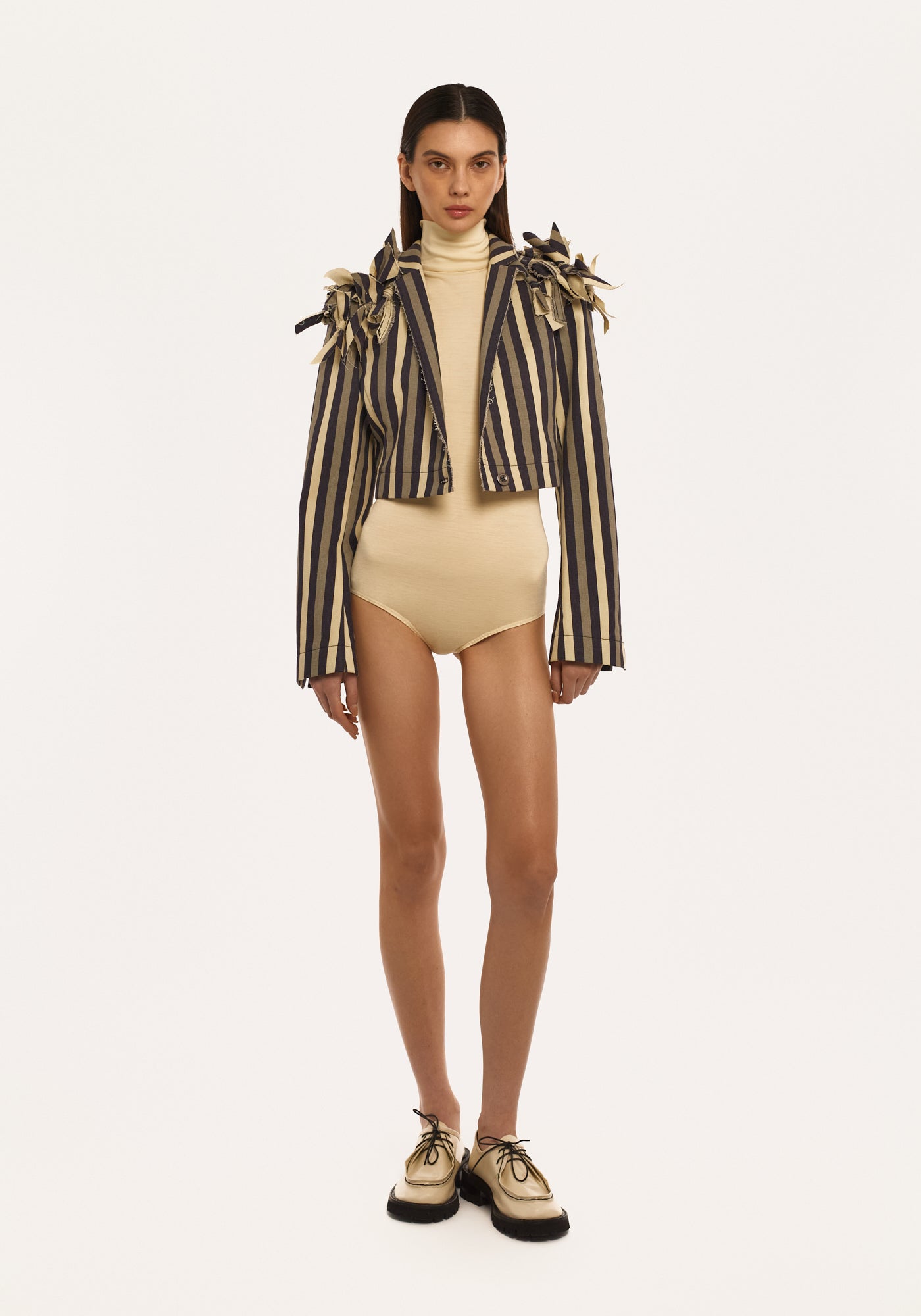 Striped crop-jacket