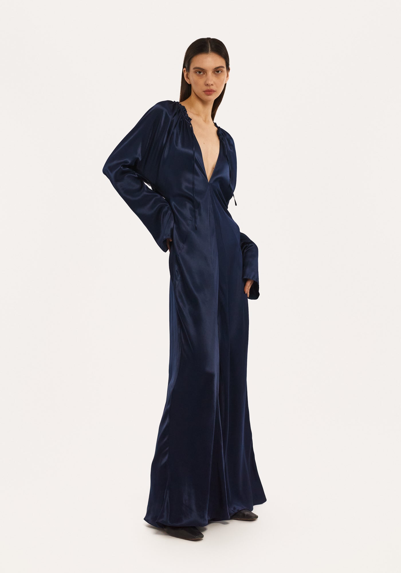 Dark-blue silk dress