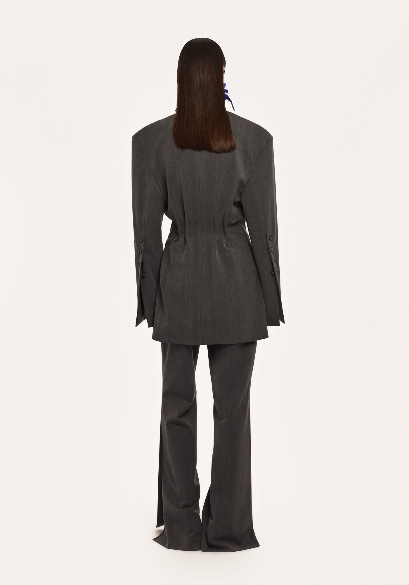 Dark-grey flared pants with slits