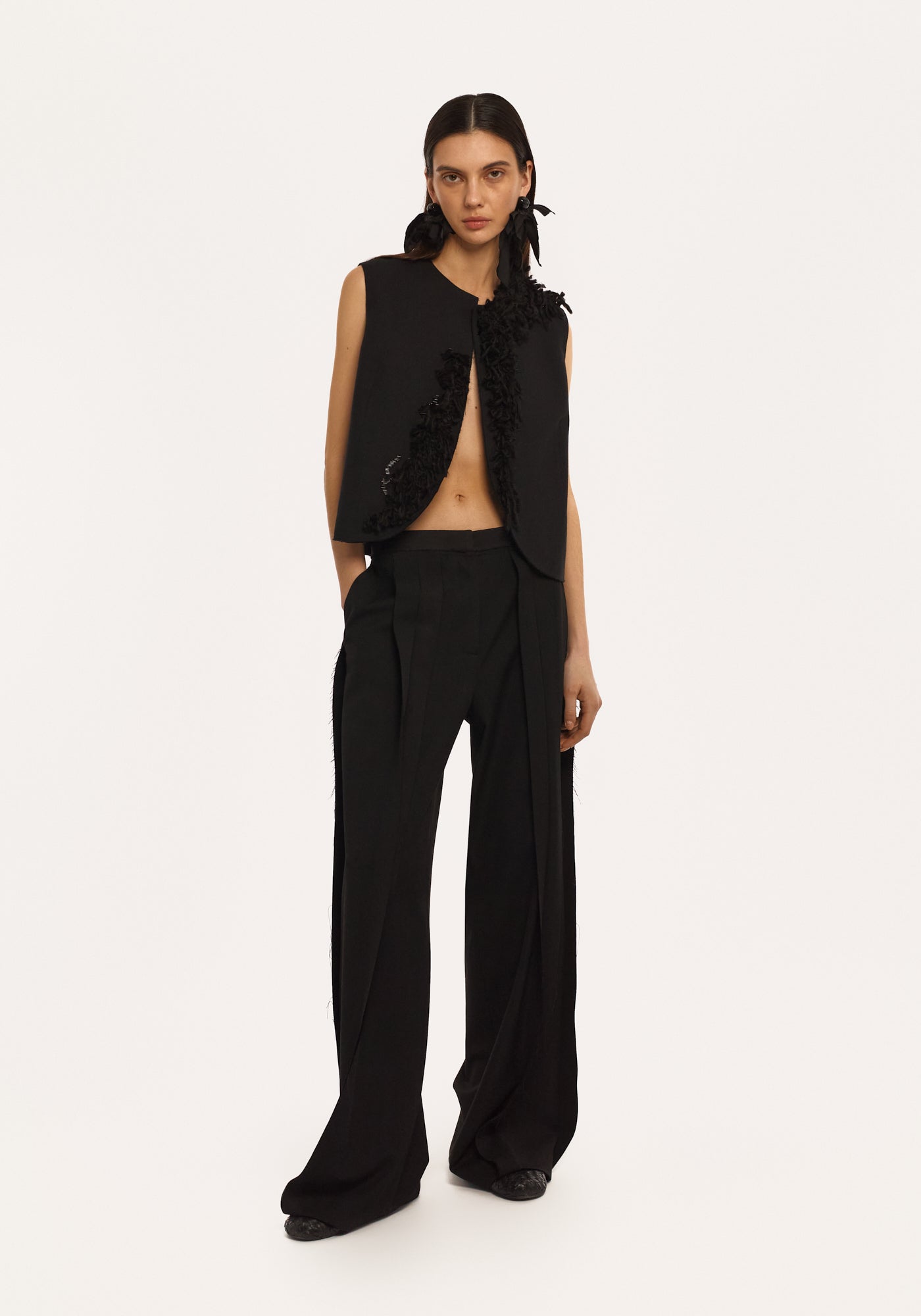 Black vest with embroidery