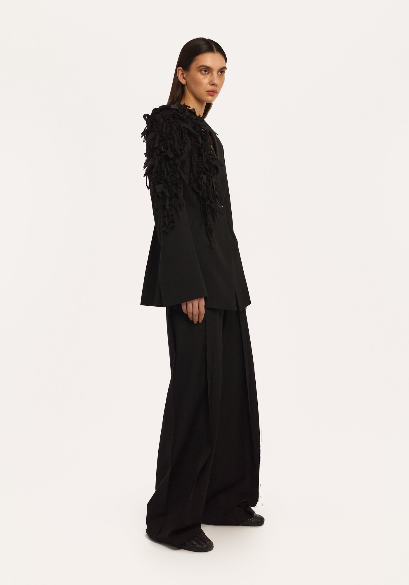 Black jacket with craft embroidery