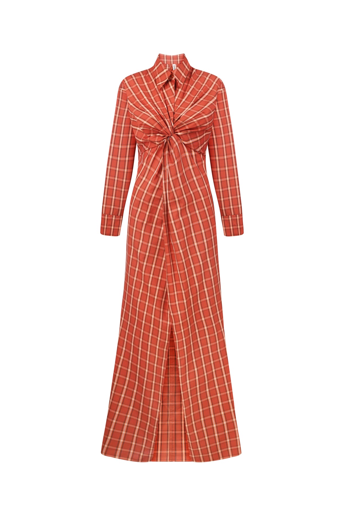 Cotton plaid dress with knot