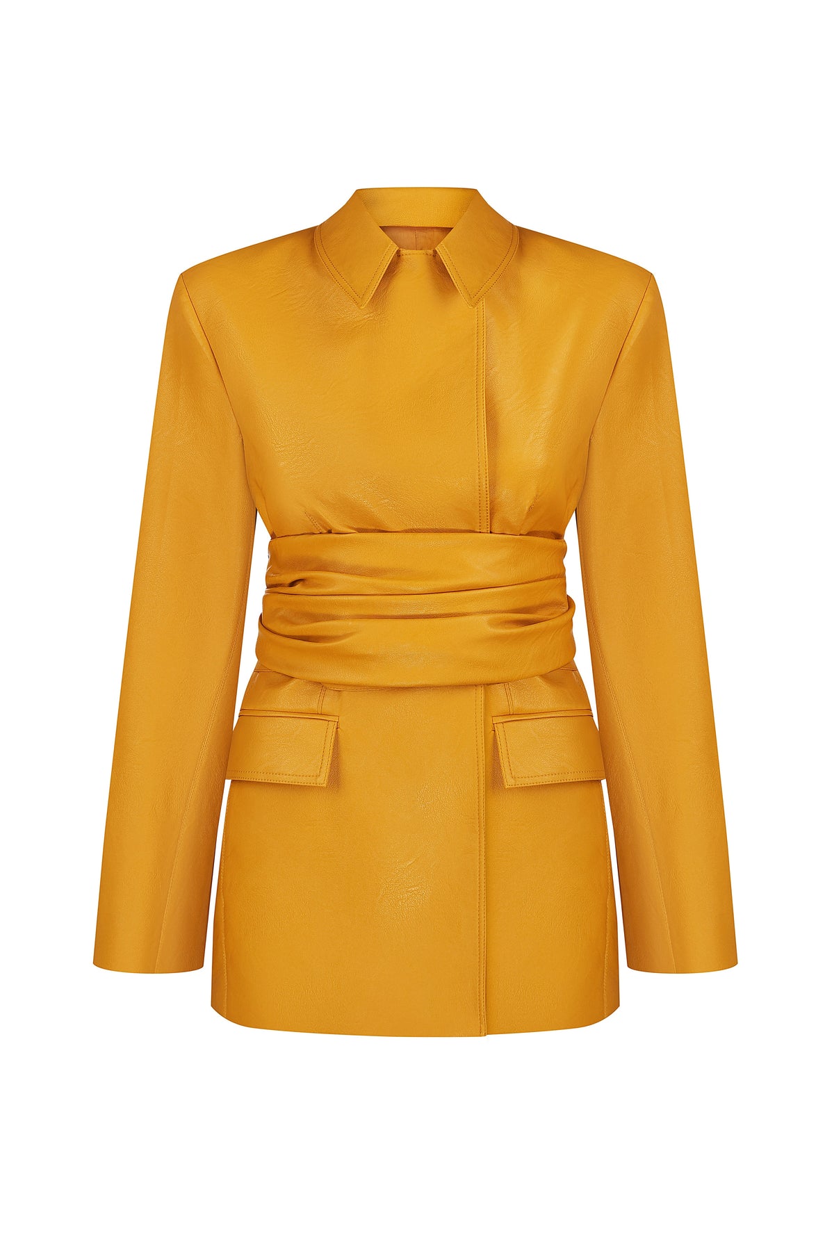 Yellow faux leather jacket