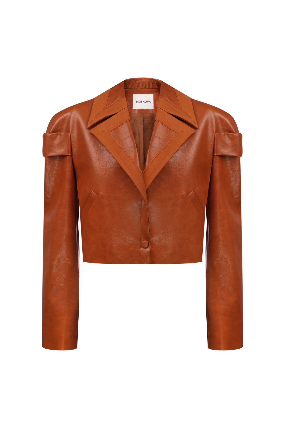 Cropped faux leather jacket