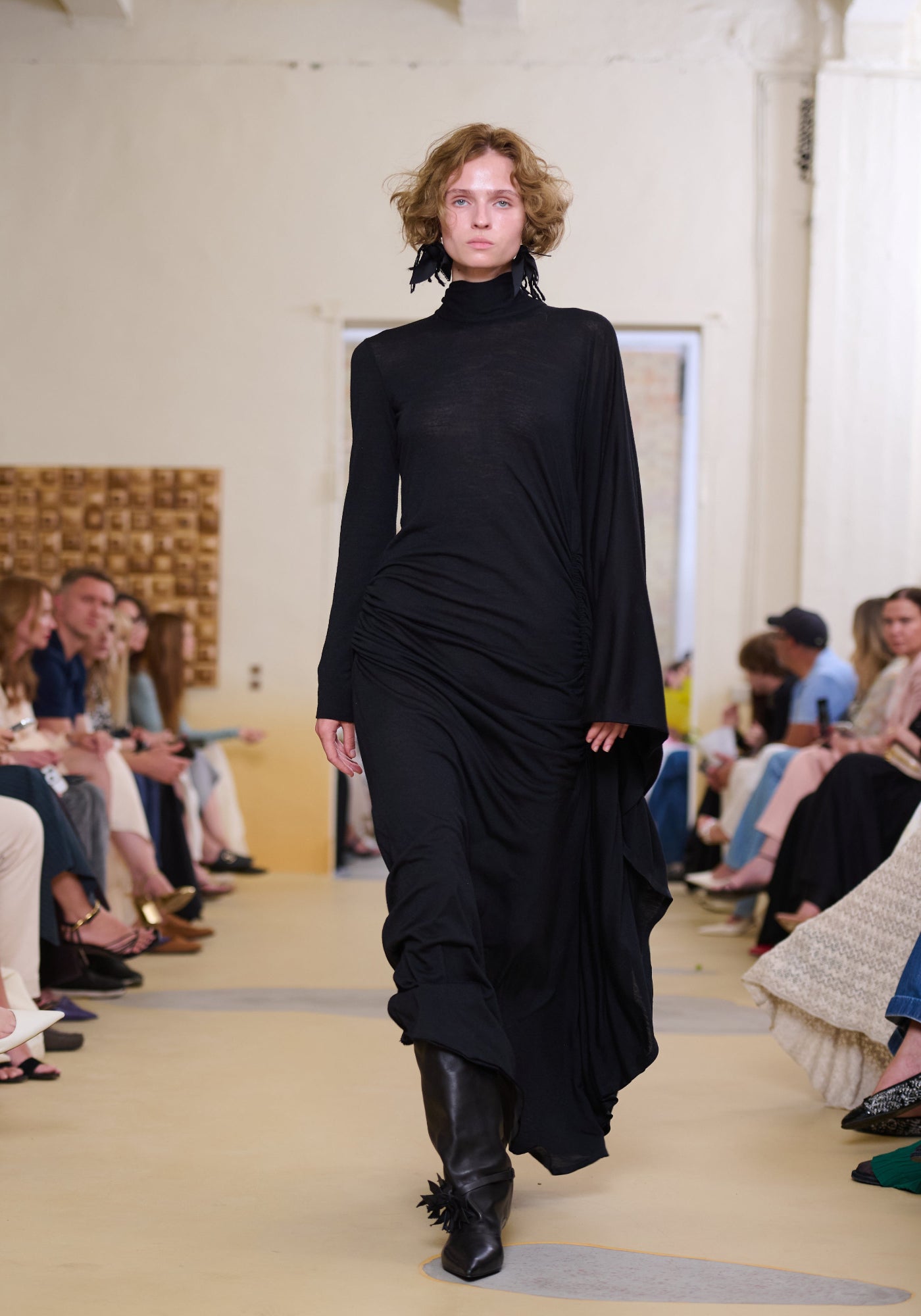 Knitted dress with scarf