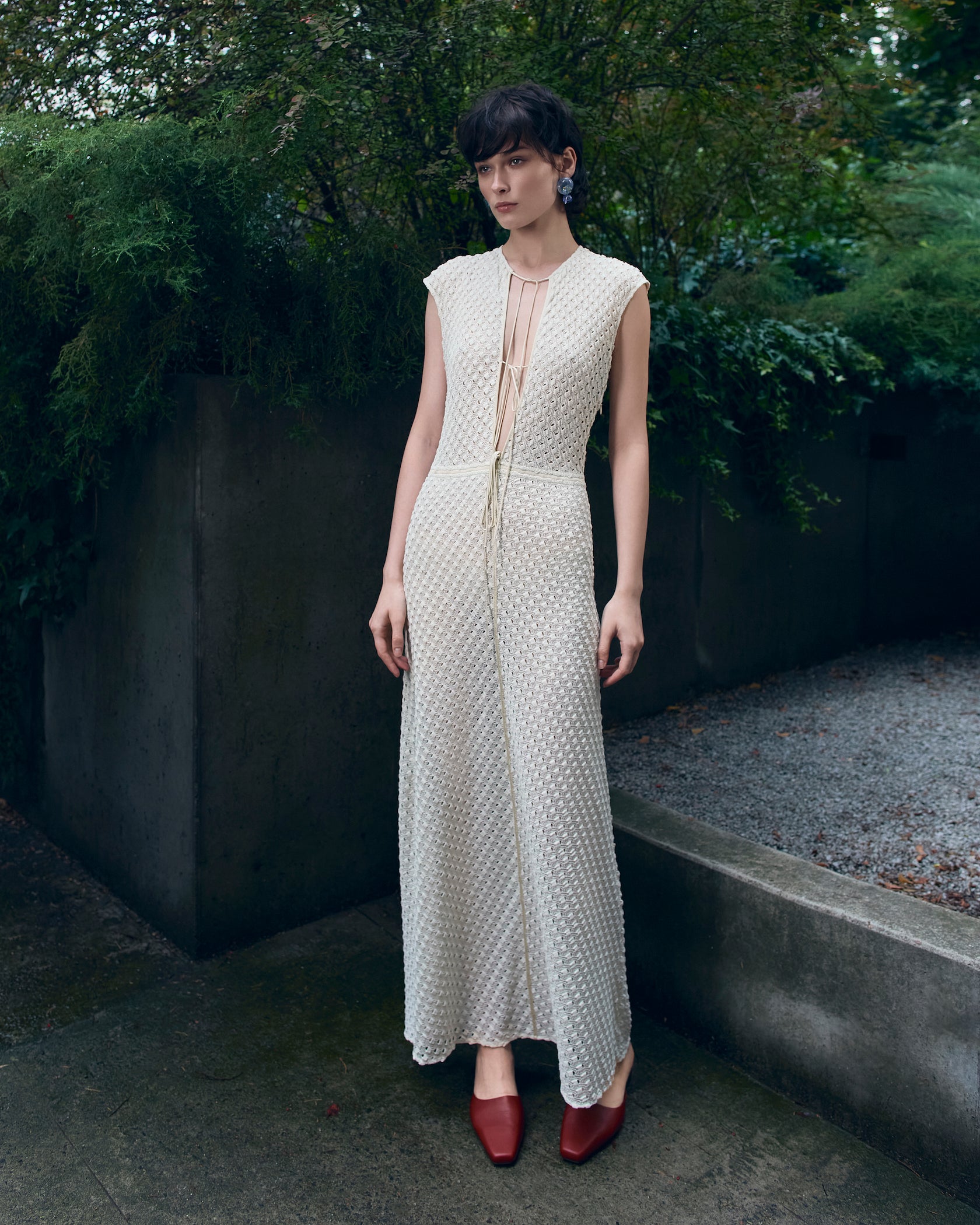 Lace dress on silk ribbons