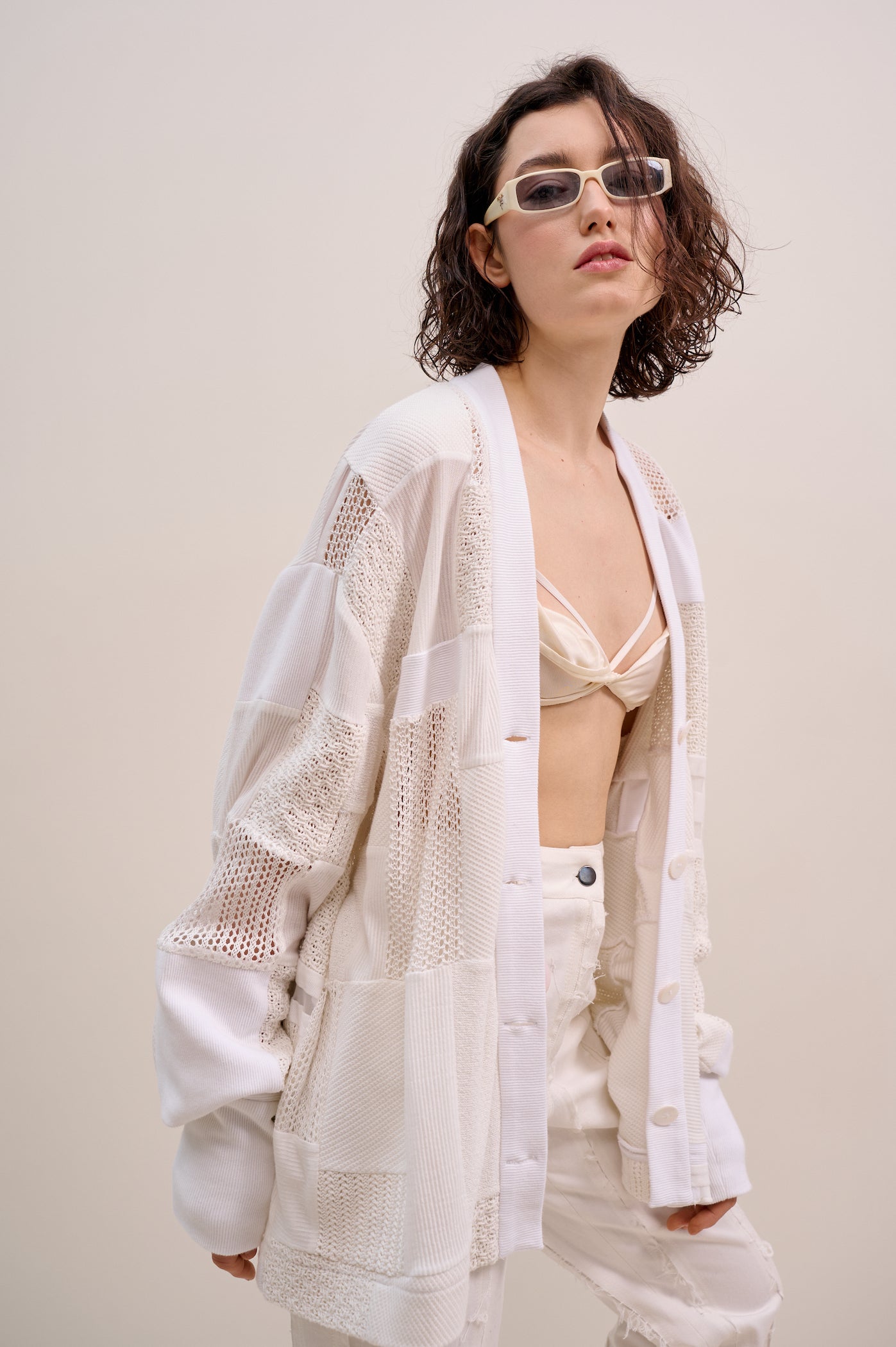 White patchwork cardigan