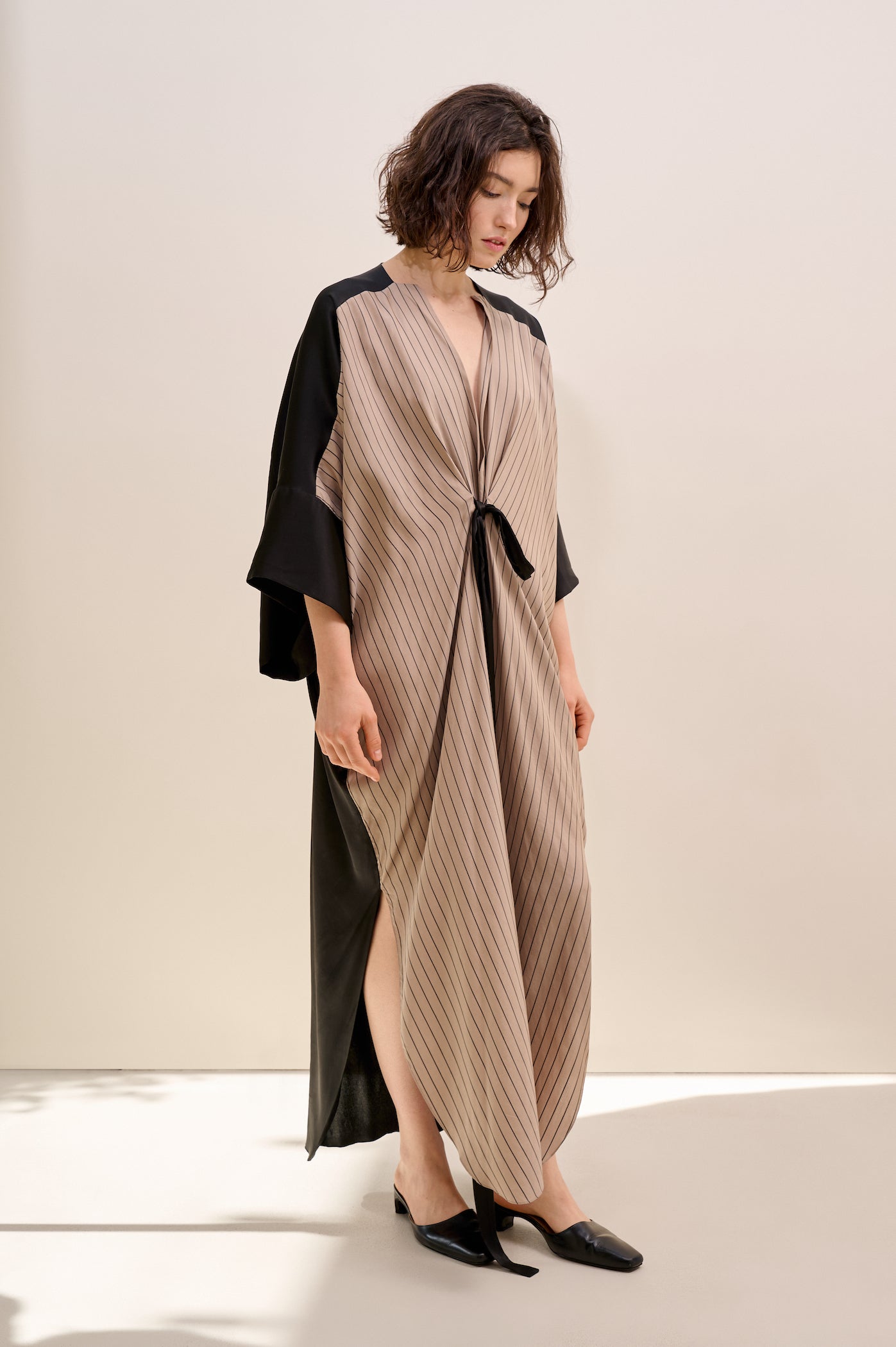 Striped poncho-dress
