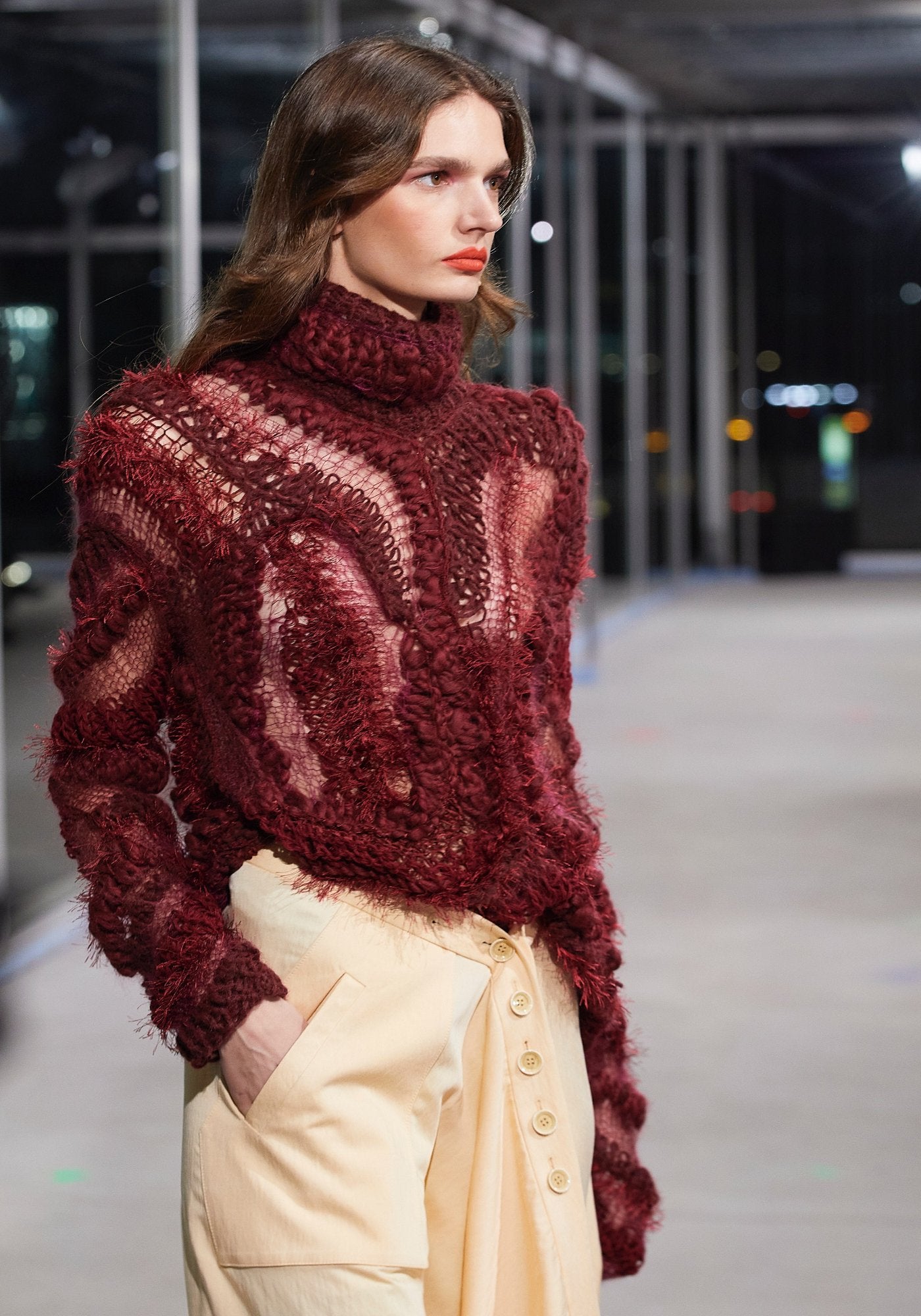 Handcrafted knitted Bordeaux sweater