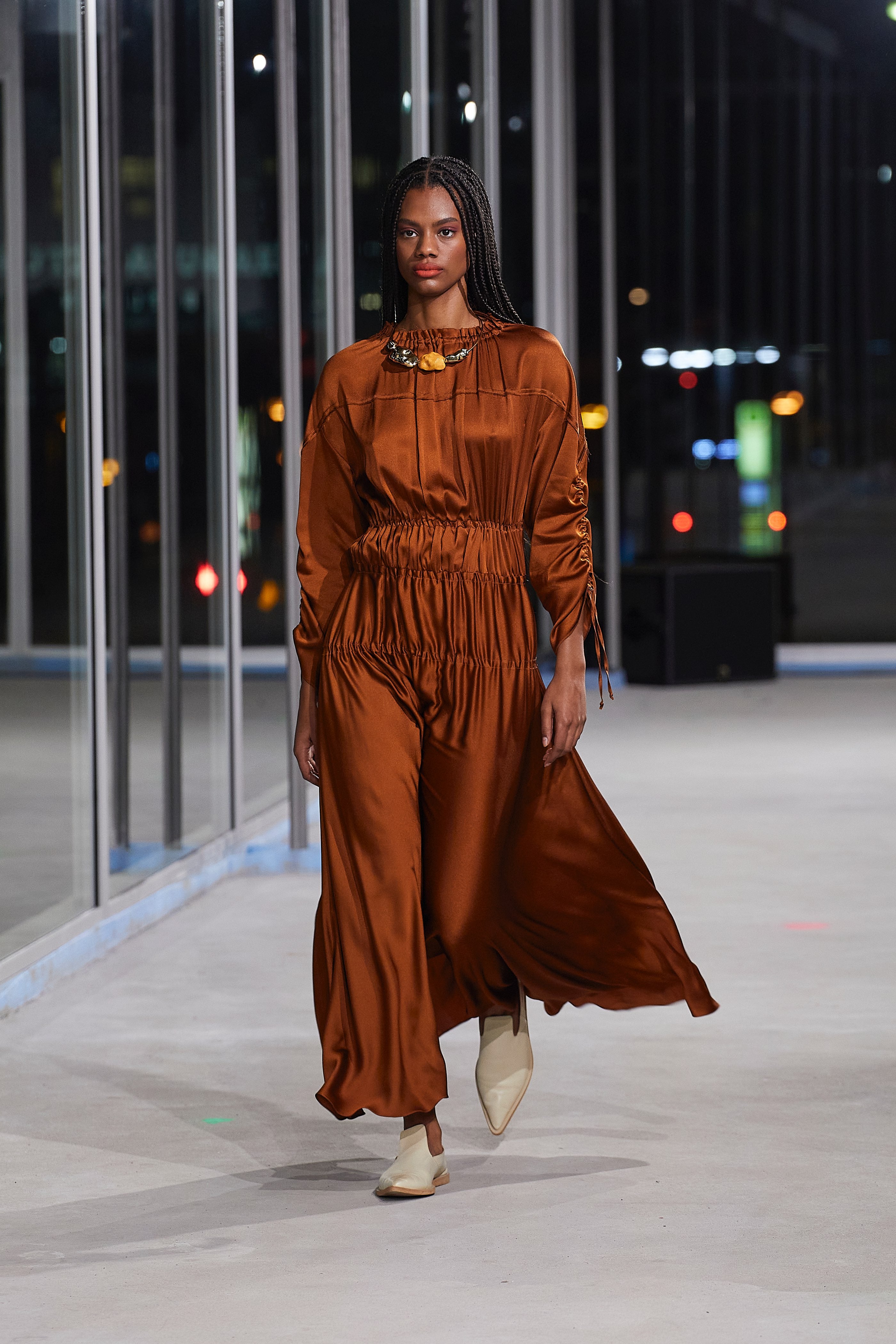 Silk ochre dress