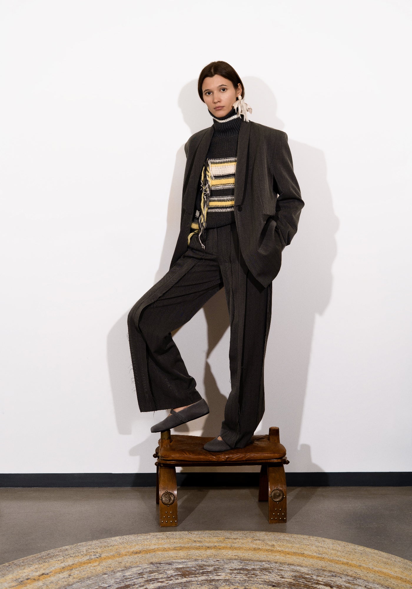 Grey striped handmade sweater | Private