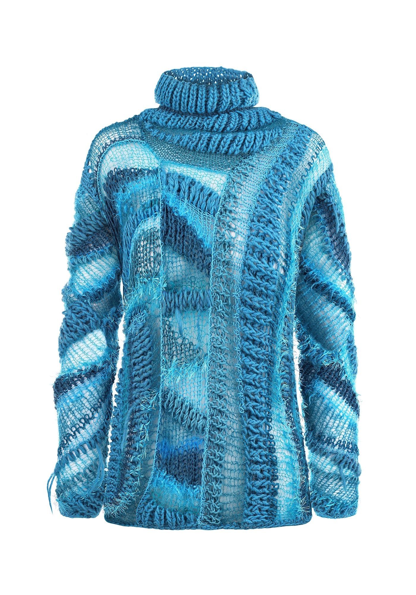 Handcrafted knitted Blue sweater