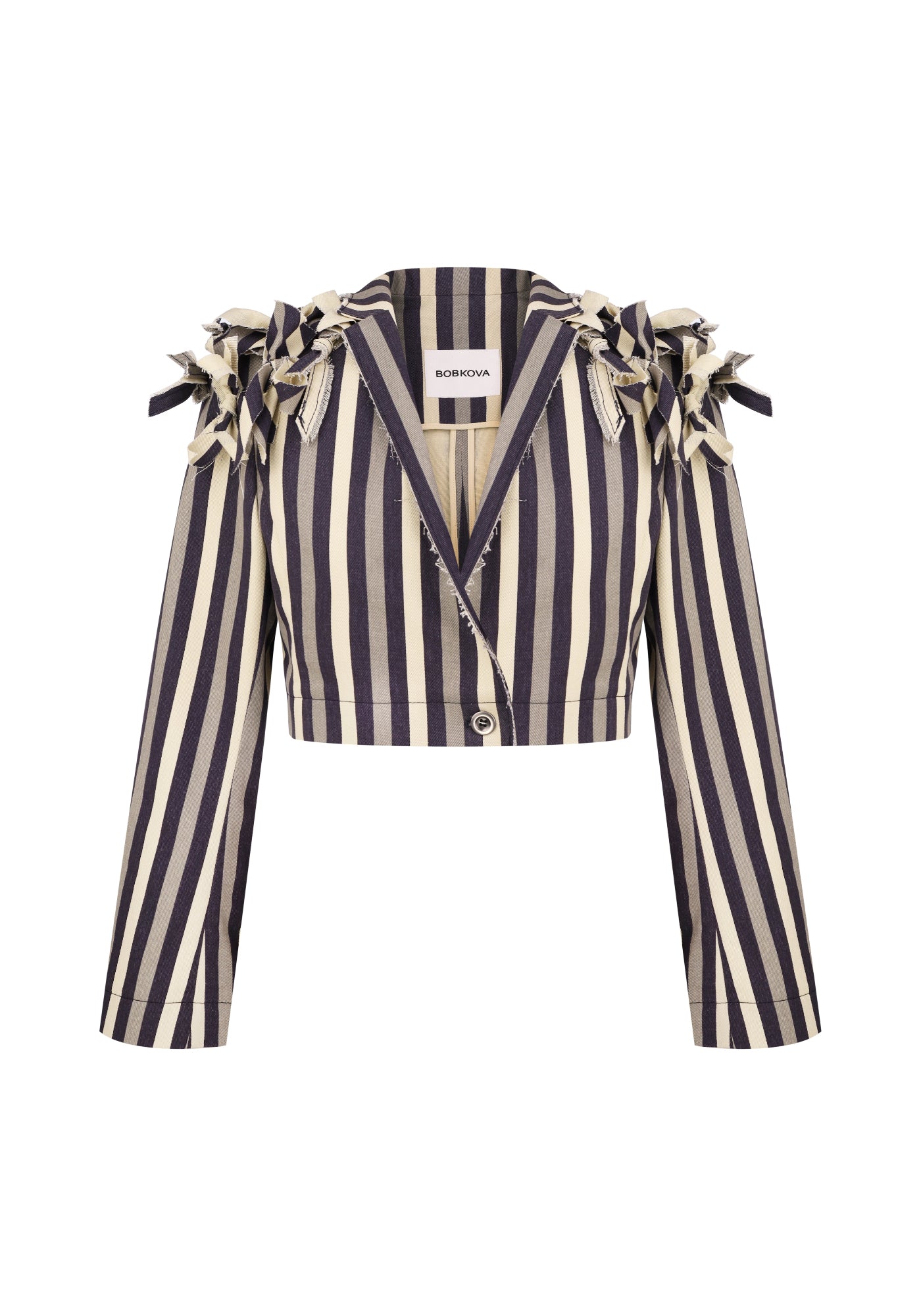 Striped crop-jacket